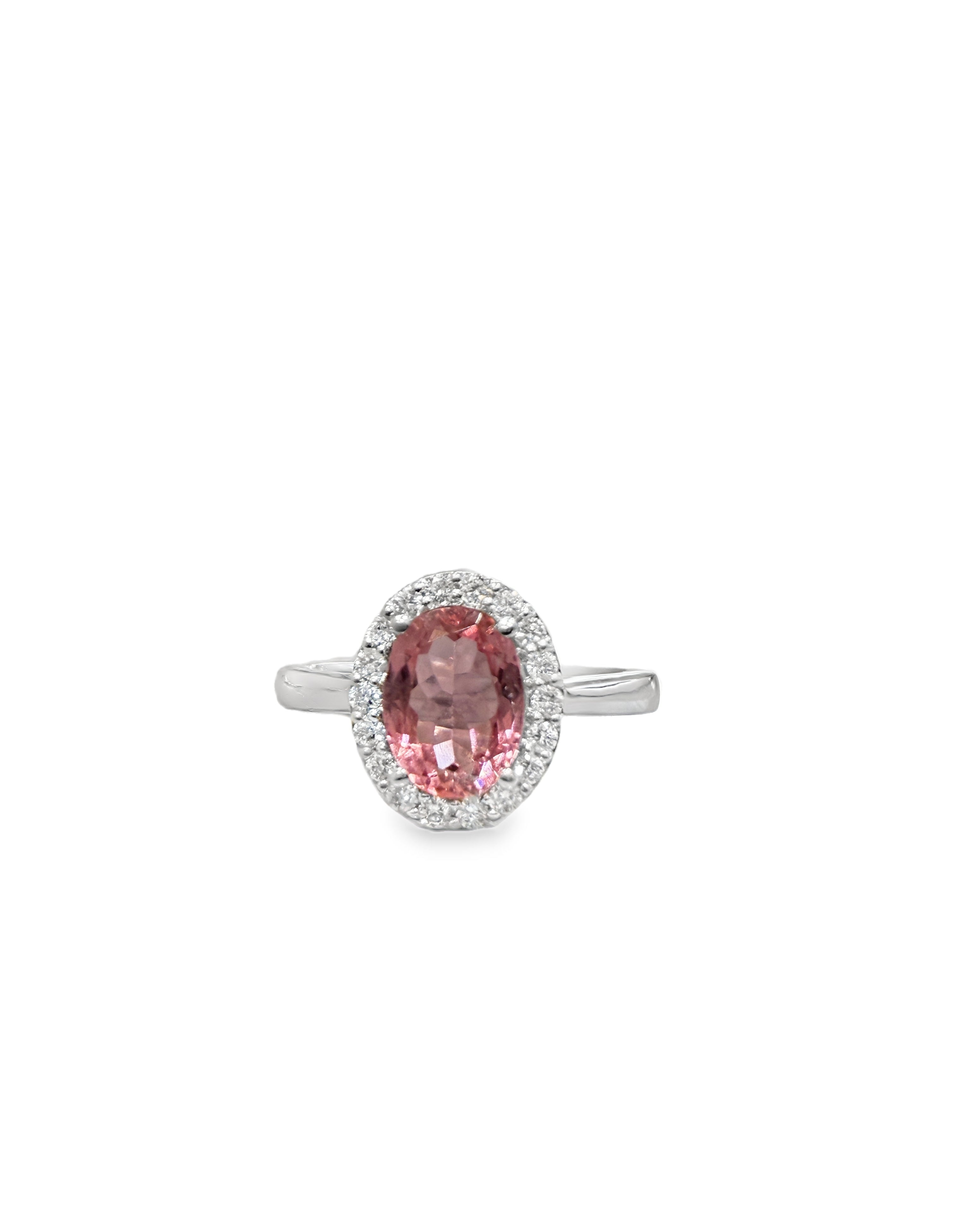 18ct White Gold Pink Tourmaline & Diamond Ring