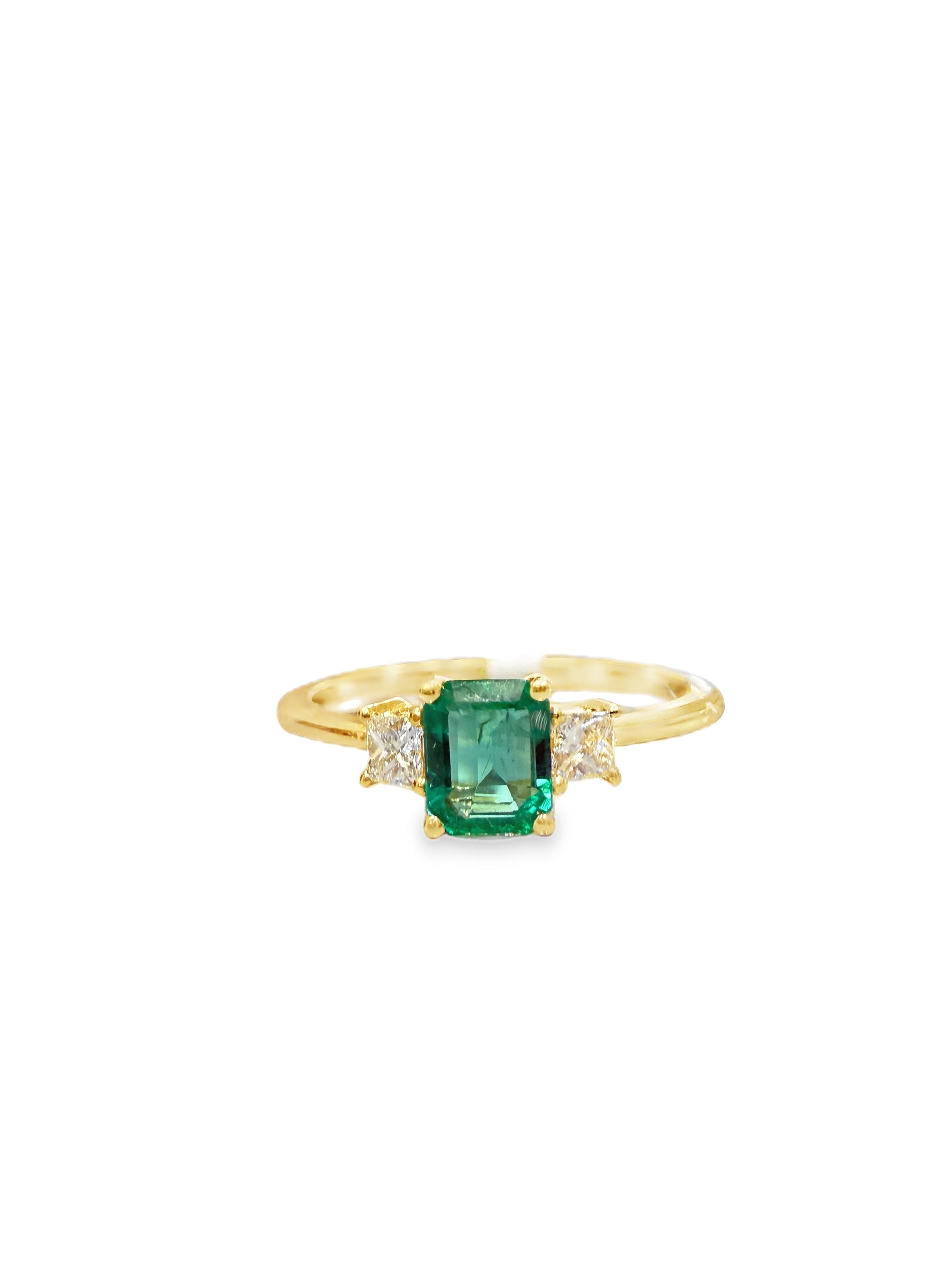 18ct Yellow Gold Emerald & Diamond Ring