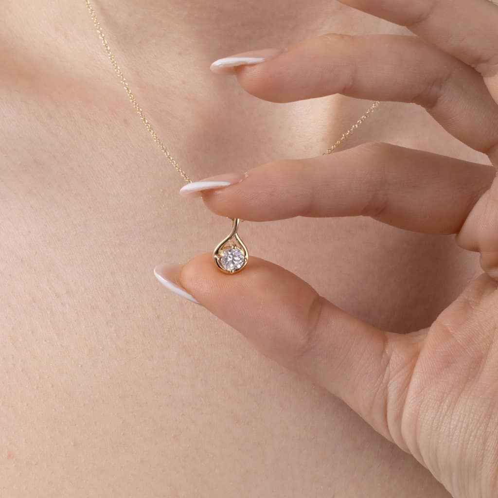 9ct Yellow Gold Solitaire Lab Diamond Pendant – AM4100