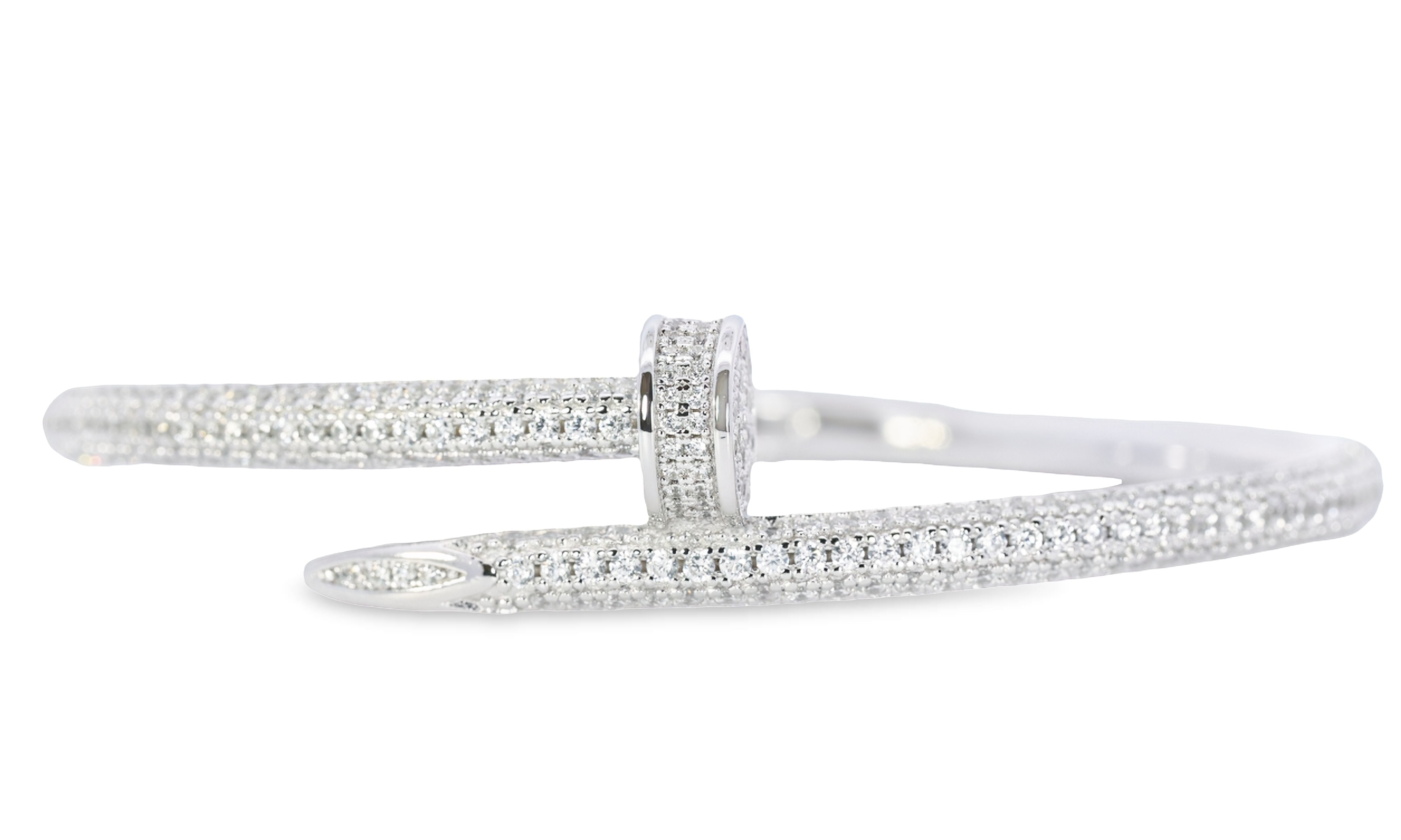 Sterling Silver Nail Bangle CZ- GVR2006 - Hallmark Jewellers Formby & The Jewellers Bench Widnes