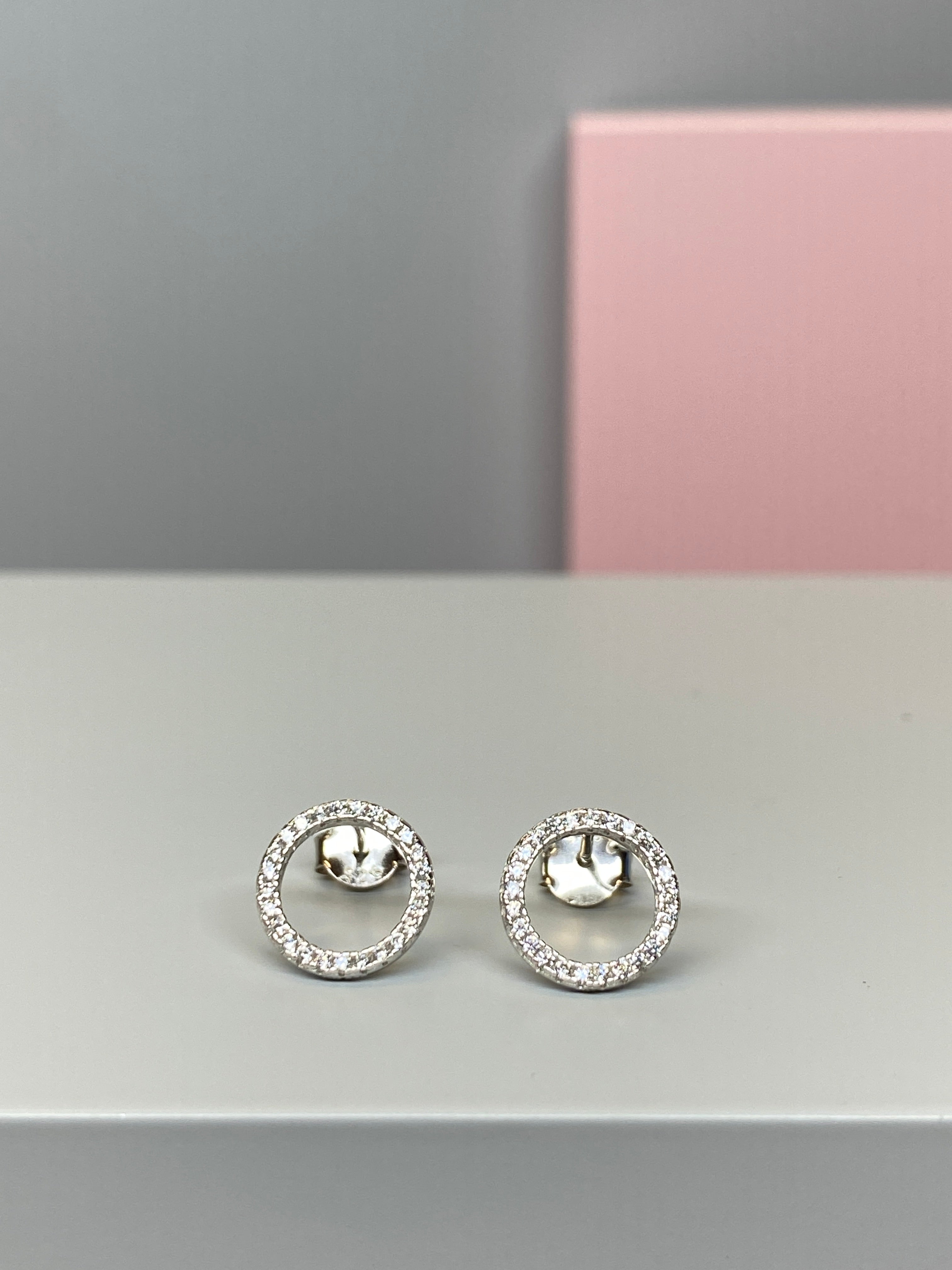 Sterling Silver CZ Circle Earrings - 10mm - Hallmark Jewellers Formby & The Jewellers Bench Widnes