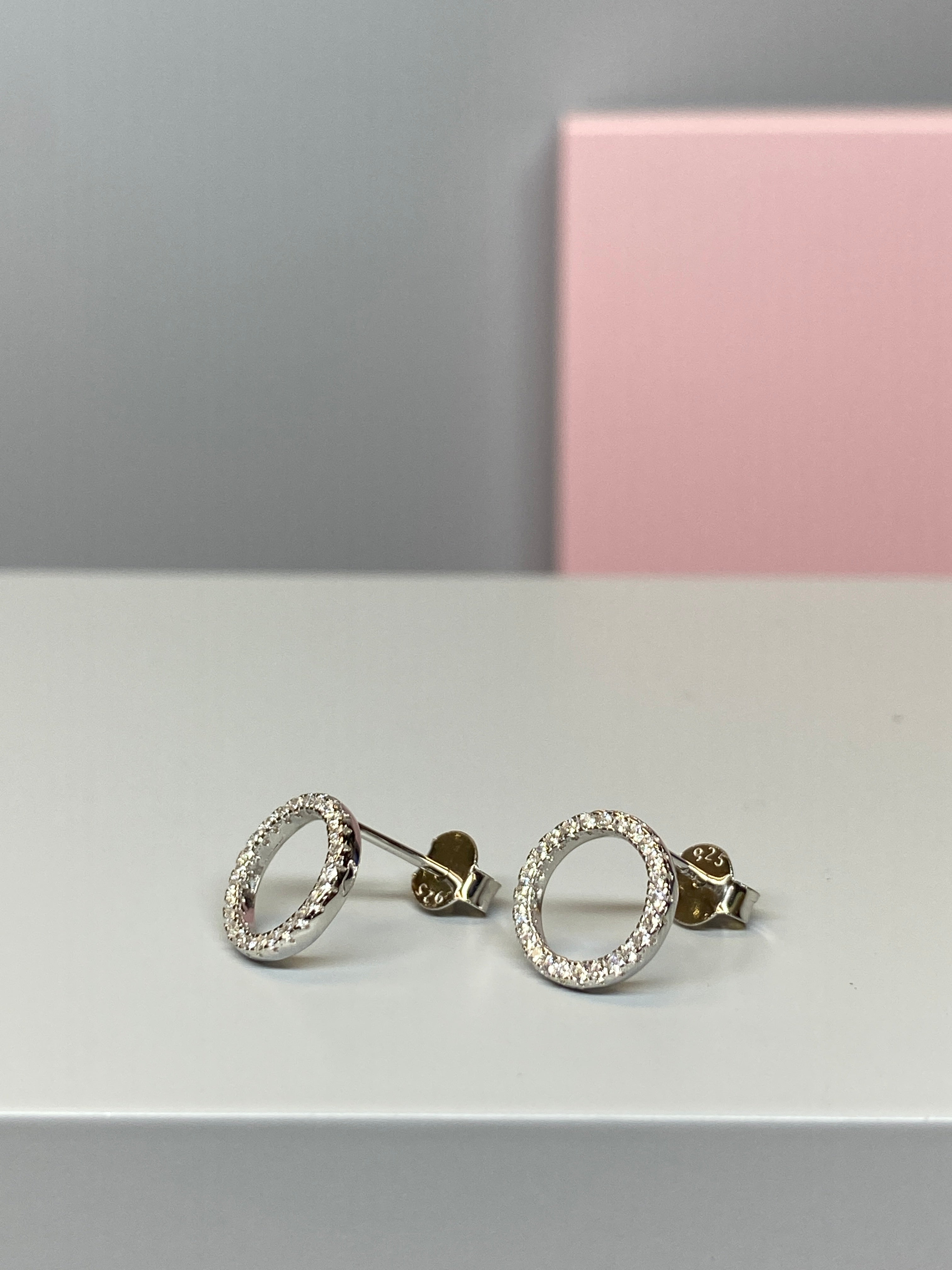 Sterling Silver CZ Circle Earrings - 10mm - Hallmark Jewellers Formby & The Jewellers Bench Widnes