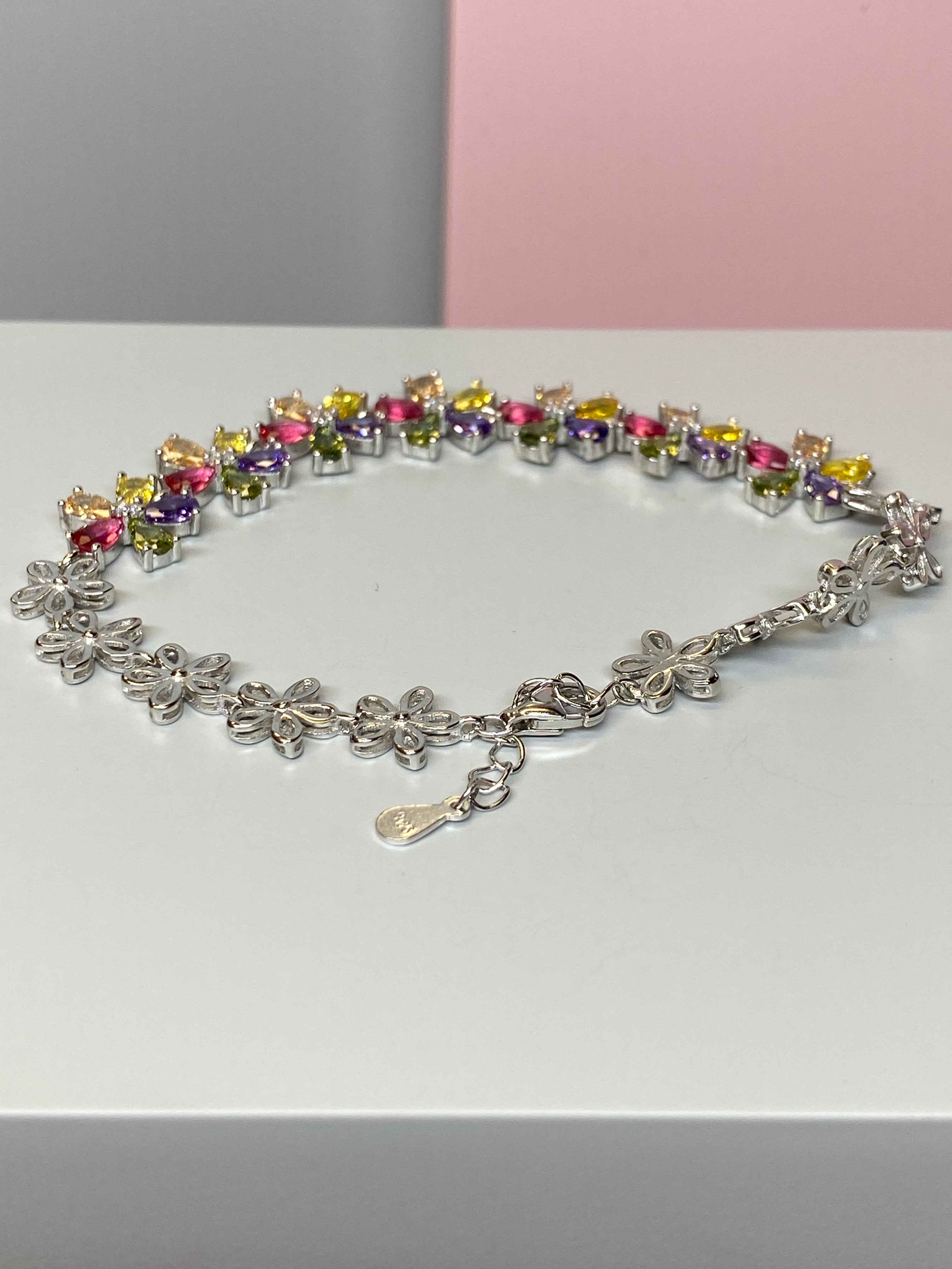 Silver Multicoloured Flower Bracelet - Hallmark Jewellers Formby & The Jewellers Bench Widnes