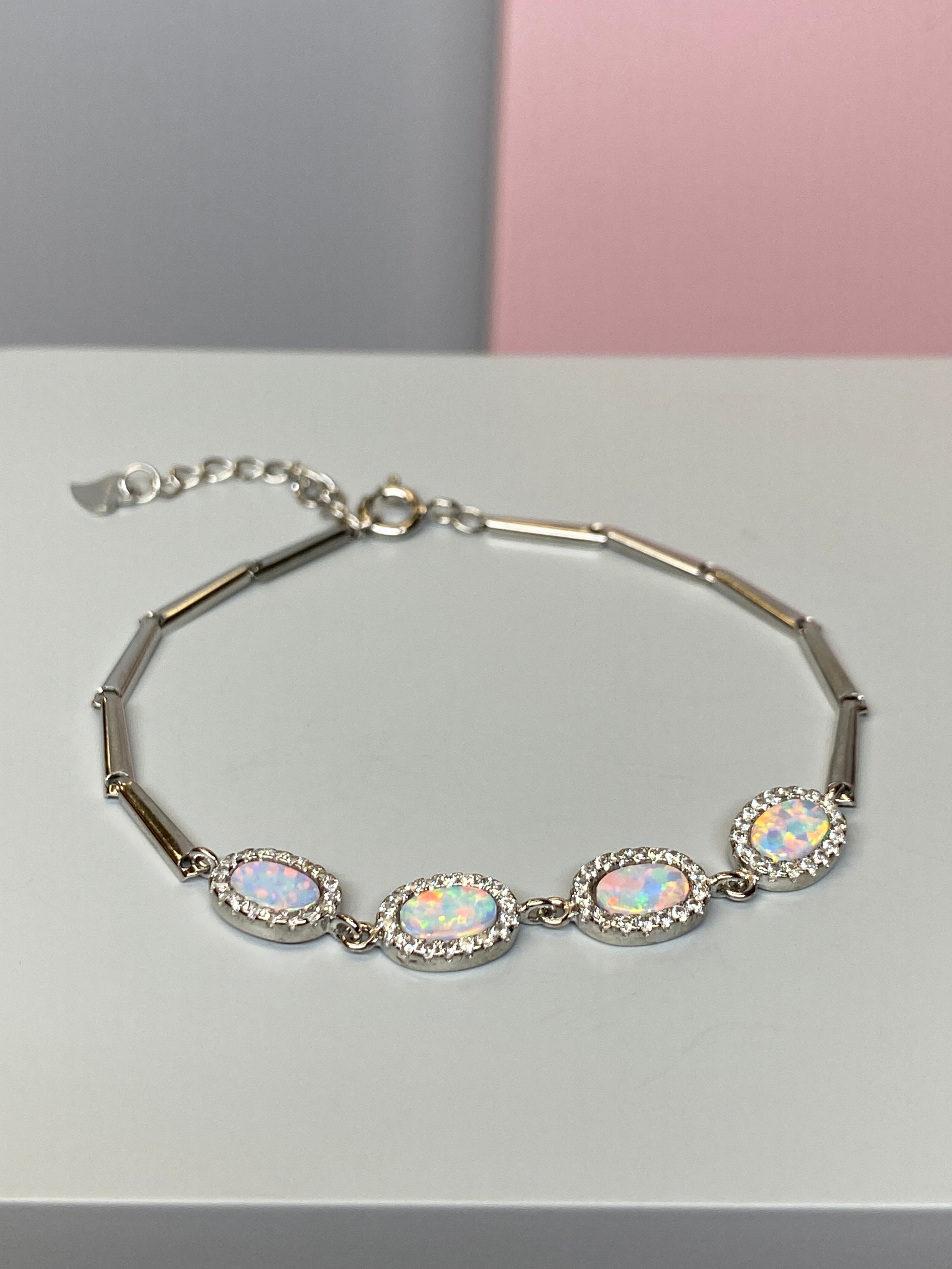 Silver 'Opal'& CZ Bracelet - Hallmark Jewellers Formby & The Jewellers Bench Widnes