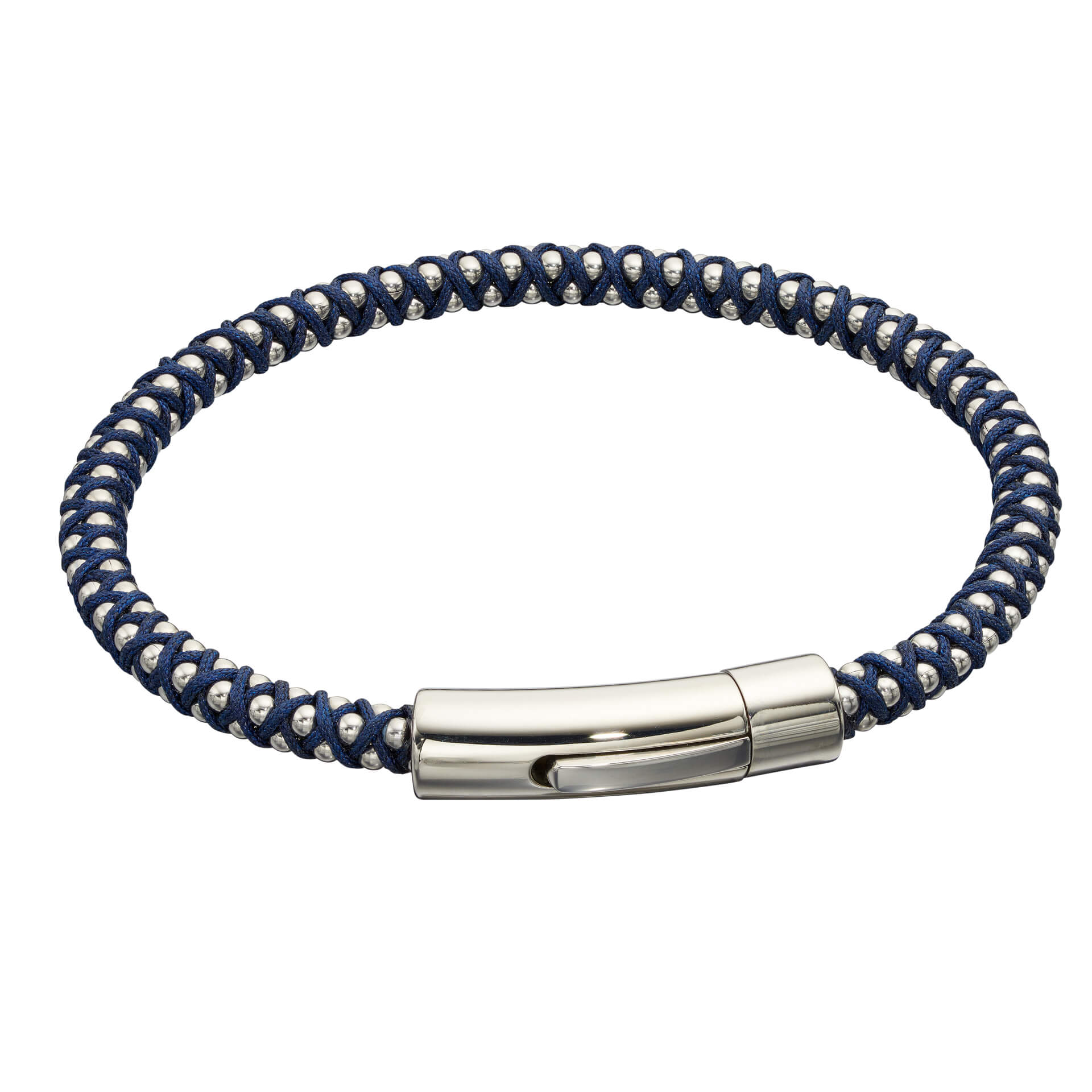 Stainless Steel & Navy Paracord Bead Bracelet - FB0028 - Hallmark Jewellers Formby & The Jewellers Bench Widnes