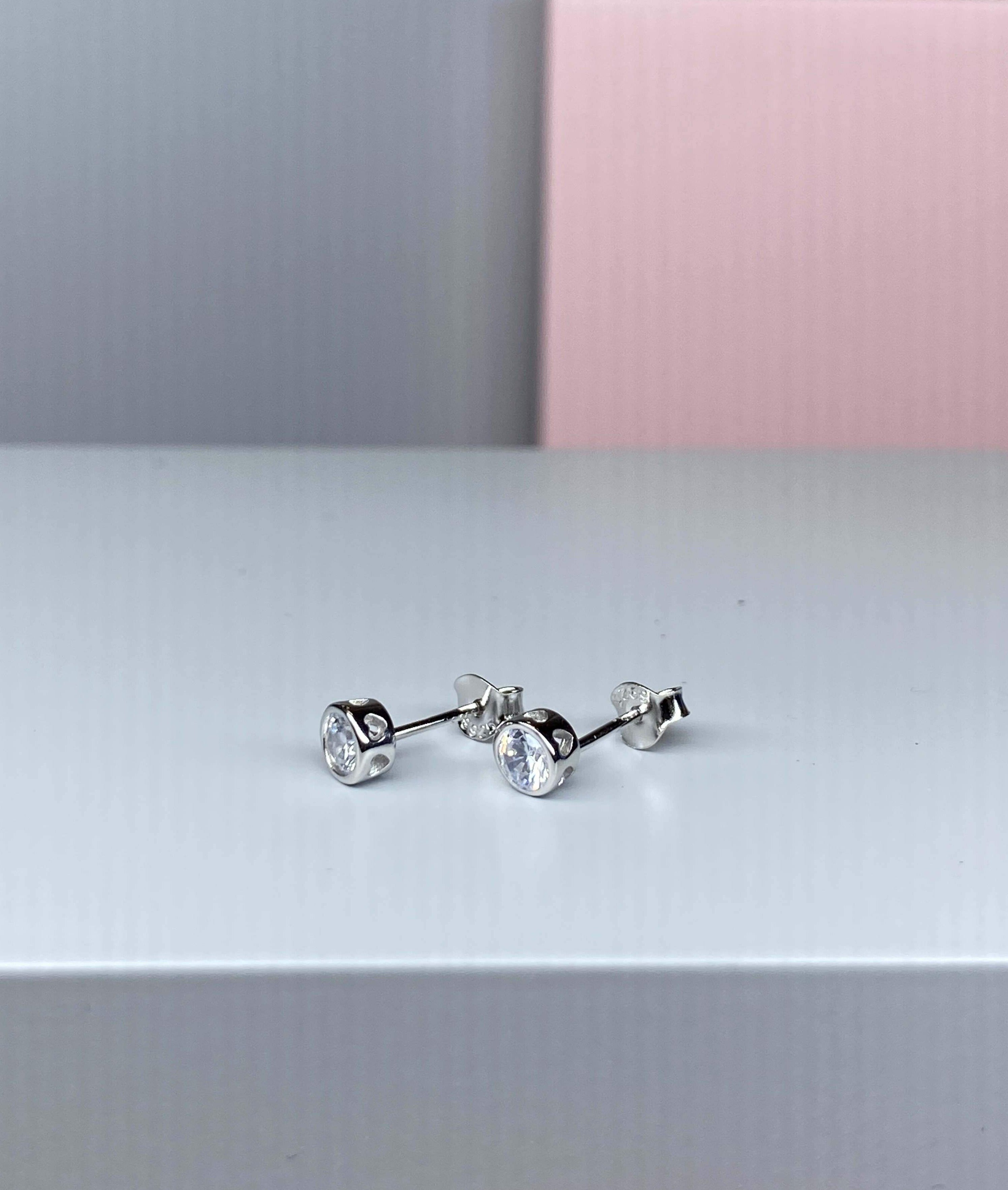 Sterling Silver Round CZ Earrings - 5mm - Hallmark Jewellers Formby & The Jewellers Bench Widnes