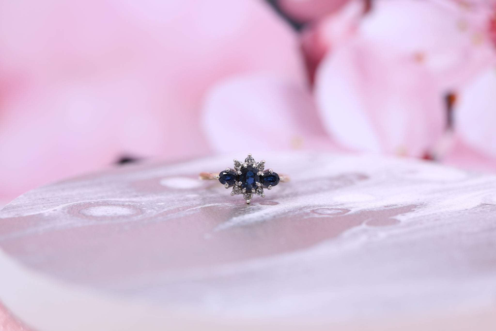 9ct Yellow Gold Diamond & Sapphire Ring - W1827 - Hallmark Jewellers Formby & The Jewellers Bench Widnes
