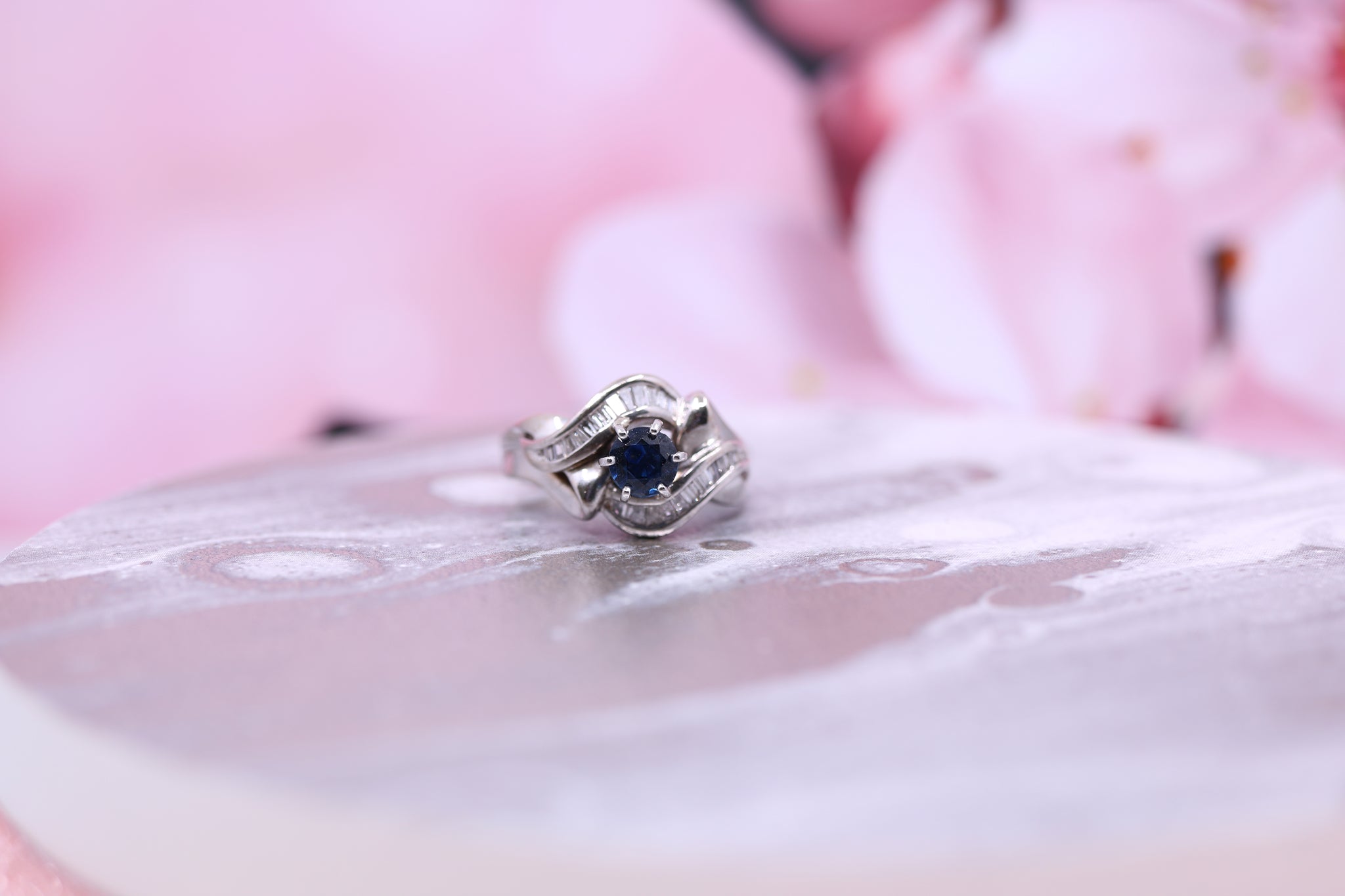 18ct White Gold Sapphire & Diamond Ring 0.30ct - W1831 - Hallmark Jewellers Formby & The Jewellers Bench Widnes