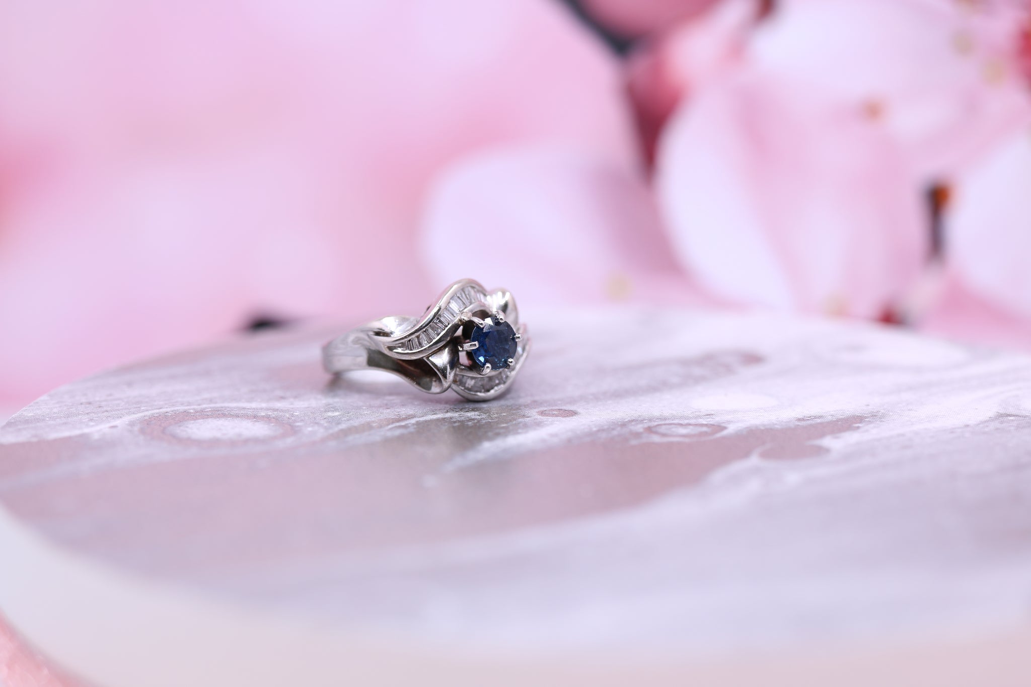 18ct White Gold Sapphire & Diamond Ring 0.30ct - W1831 - Hallmark Jewellers Formby & The Jewellers Bench Widnes