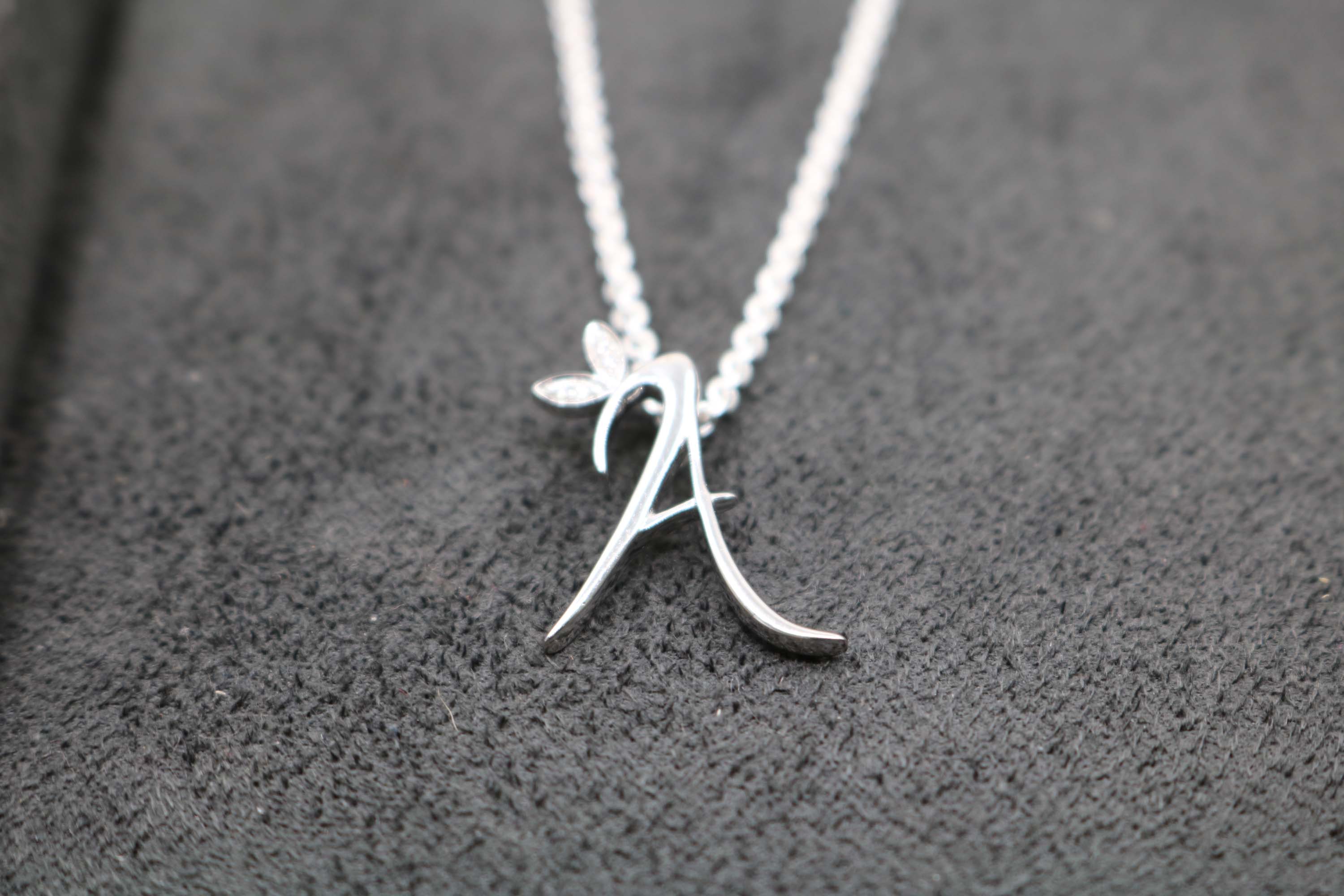 Silver Initial with CZ Detail MJI001 - Hallmark Jewellers Formby & The Jewellers Bench Widnes