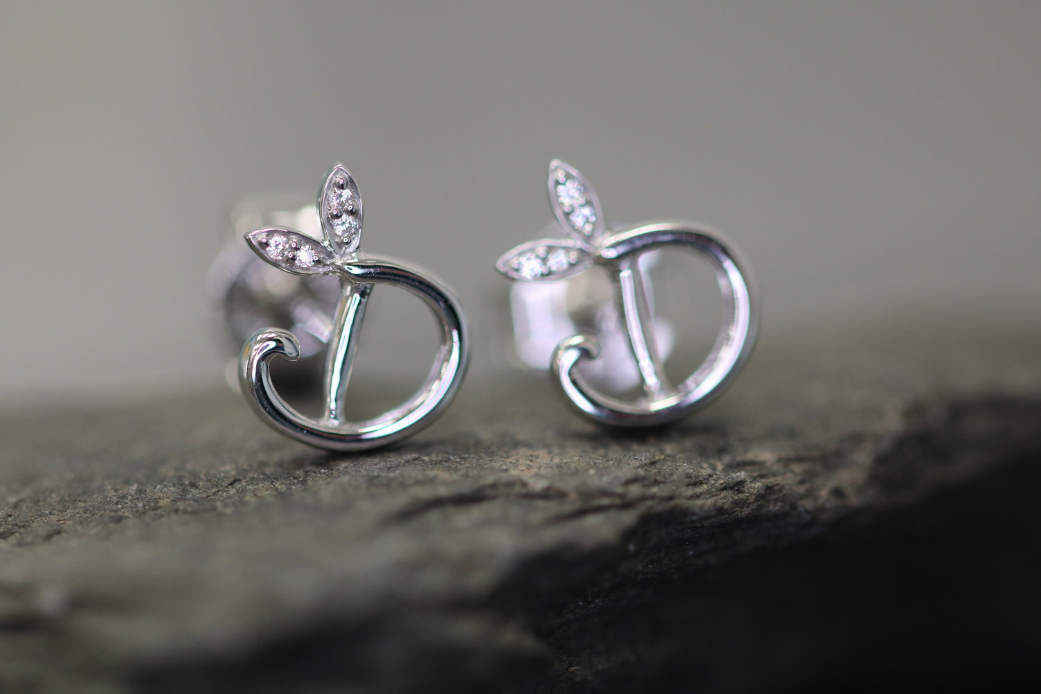 Silver Initial Earrings with CZ Detail - MJI004 - Hallmark Jewellers Formby & The Jewellers Bench Widnes