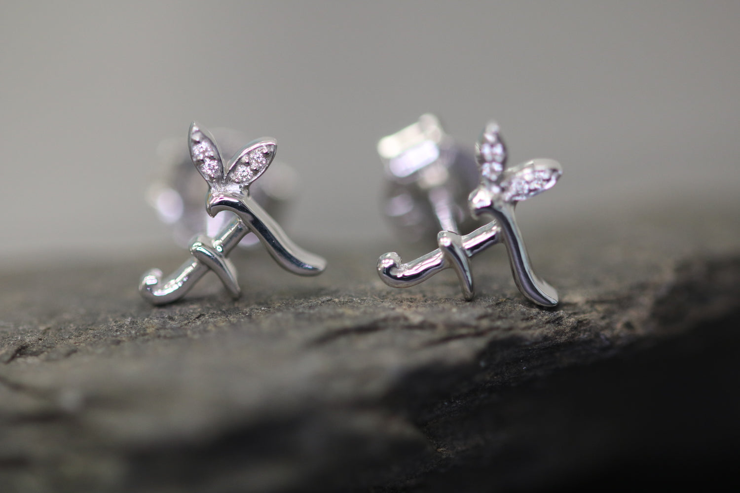 Silver Initial Earrings with CZ Detail - MJI004 - Hallmark Jewellers Formby & The Jewellers Bench Widnes