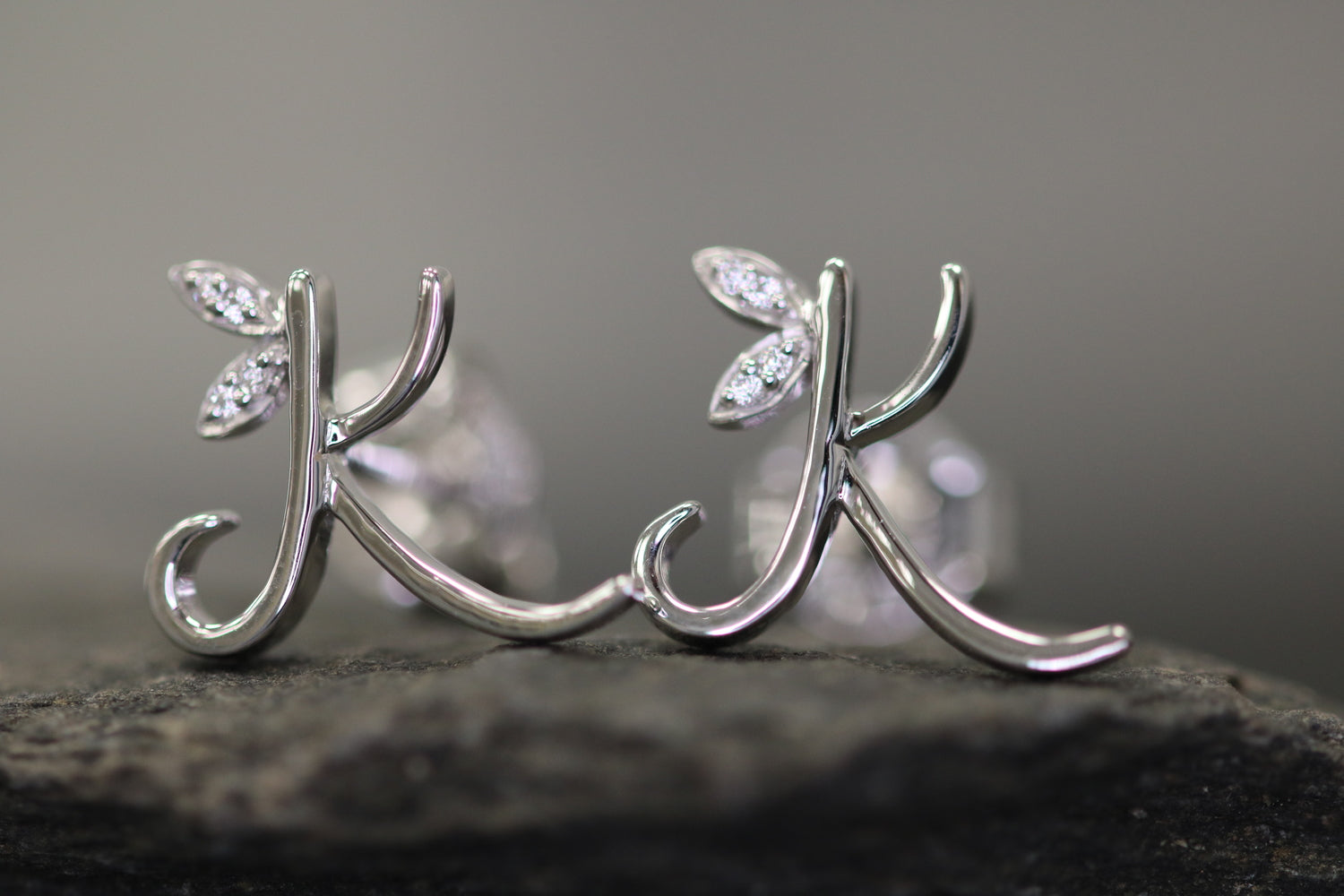 Silver Initial Earrings with CZ Detail - MJI004 - Hallmark Jewellers Formby & The Jewellers Bench Widnes