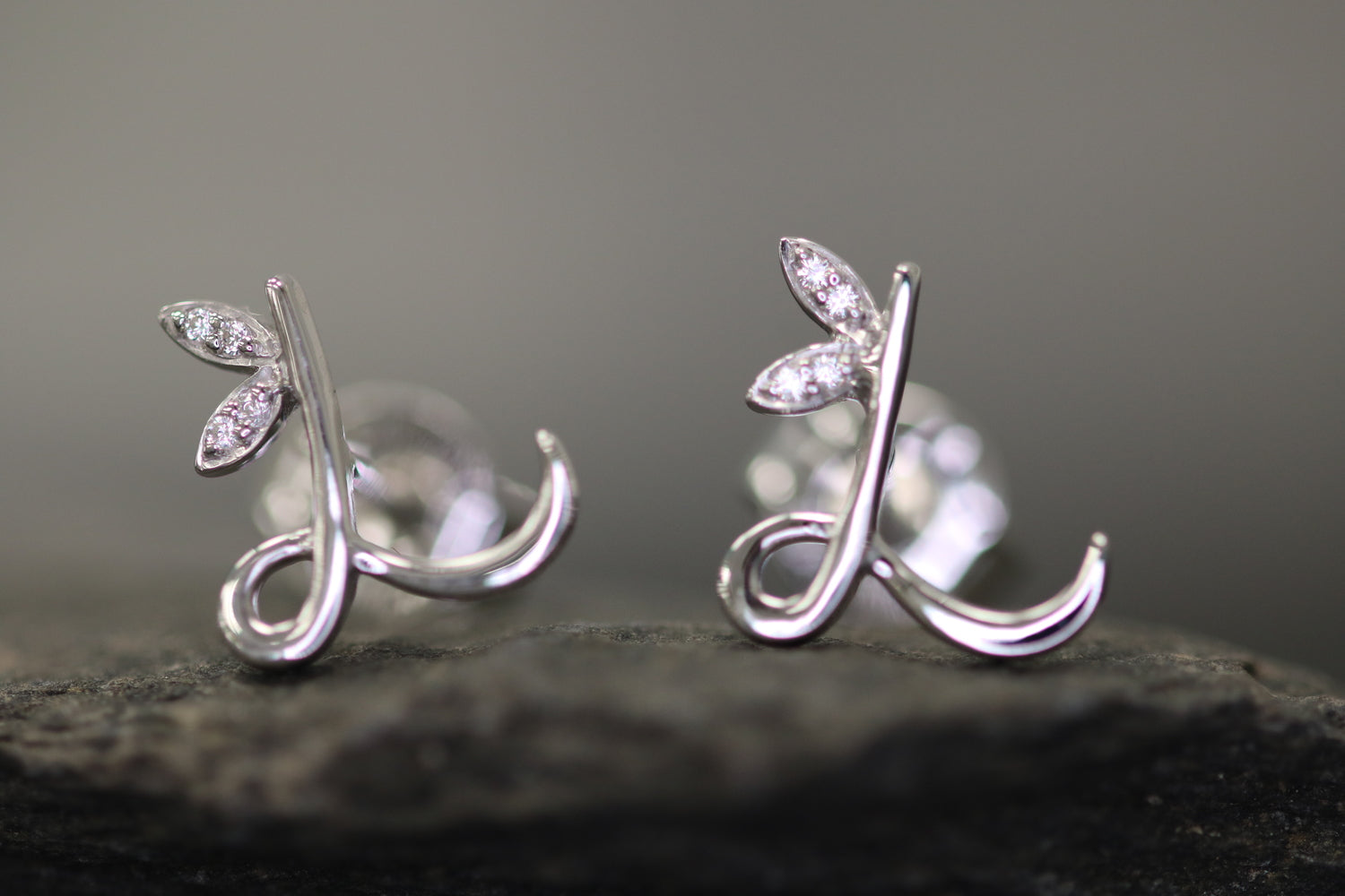 Silver Initial Earrings with CZ Detail - MJI004 - Hallmark Jewellers Formby & The Jewellers Bench Widnes