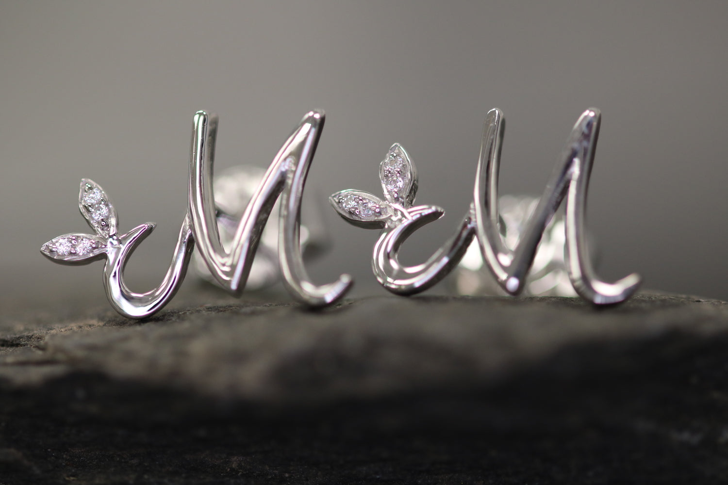 Silver Initial Earrings with CZ Detail - MJI004 - Hallmark Jewellers Formby & The Jewellers Bench Widnes