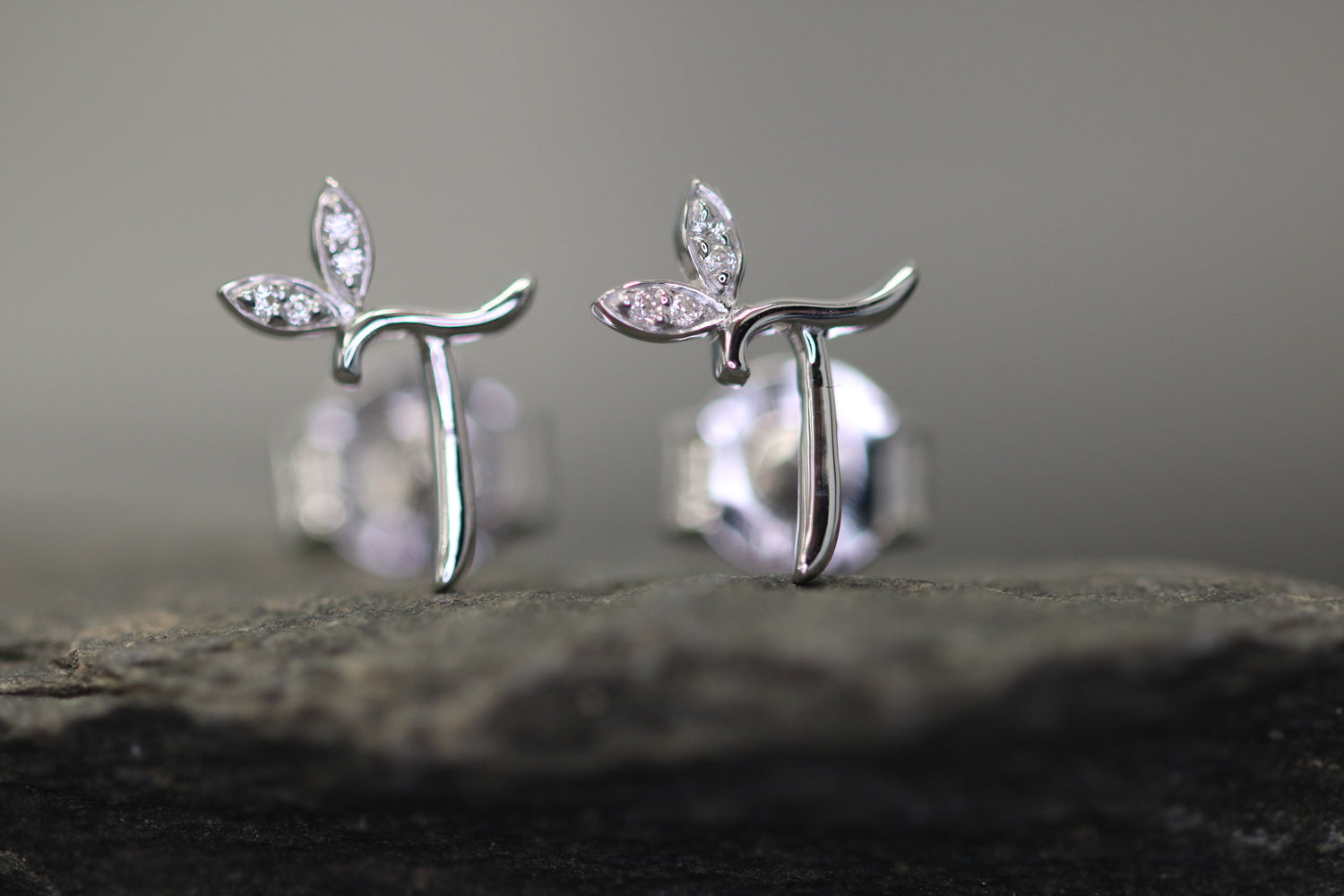 Silver Initial Earrings with CZ Detail - MJI004 - Hallmark Jewellers Formby & The Jewellers Bench Widnes