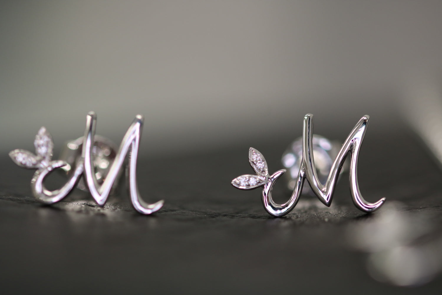 Silver Initial Earrings with CZ Detail - MJI004 - Hallmark Jewellers Formby & The Jewellers Bench Widnes