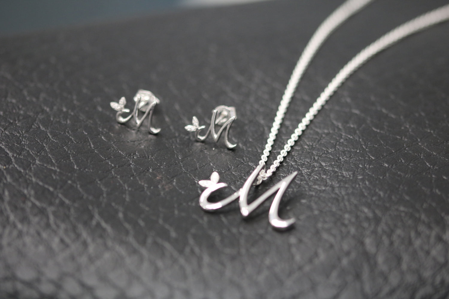 Silver Initial Earrings with CZ Detail - MJI004 - Hallmark Jewellers Formby & The Jewellers Bench Widnes