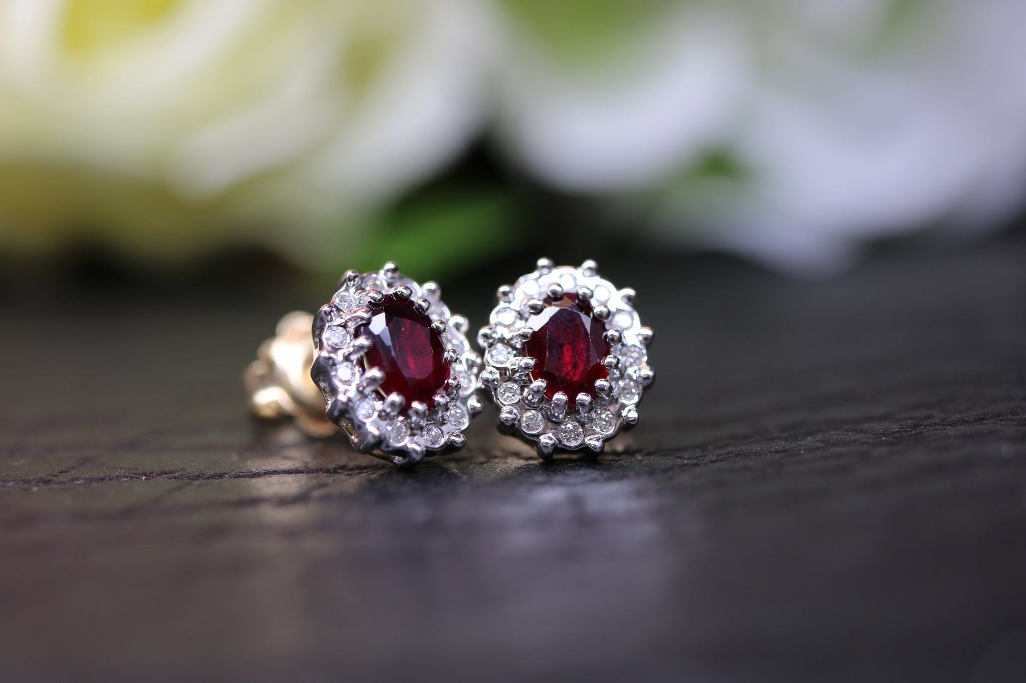 9ct Yellow Gold Ruby & Diamond Earrings - Hallmark Jewellers Formby & The Jewellers Bench Widnes