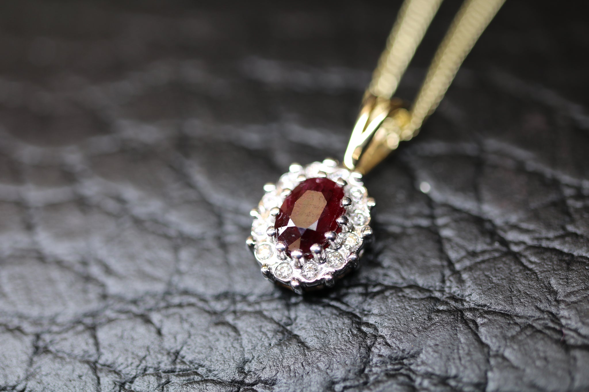 9ct Yellow Gold Ruby & Diamond Pendant - HJ2043 - Hallmark Jewellers Formby & The Jewellers Bench Widnes