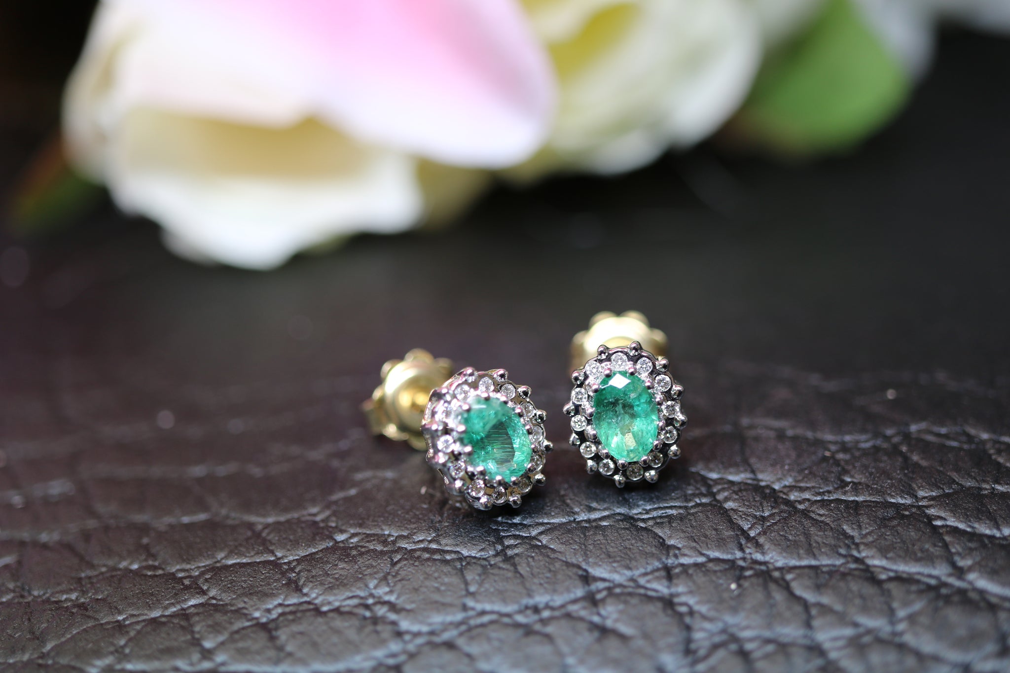 9ct Yellow Gold Emerald & Diamond Earrings - Hallmark Jewellers Formby & The Jewellers Bench Widnes