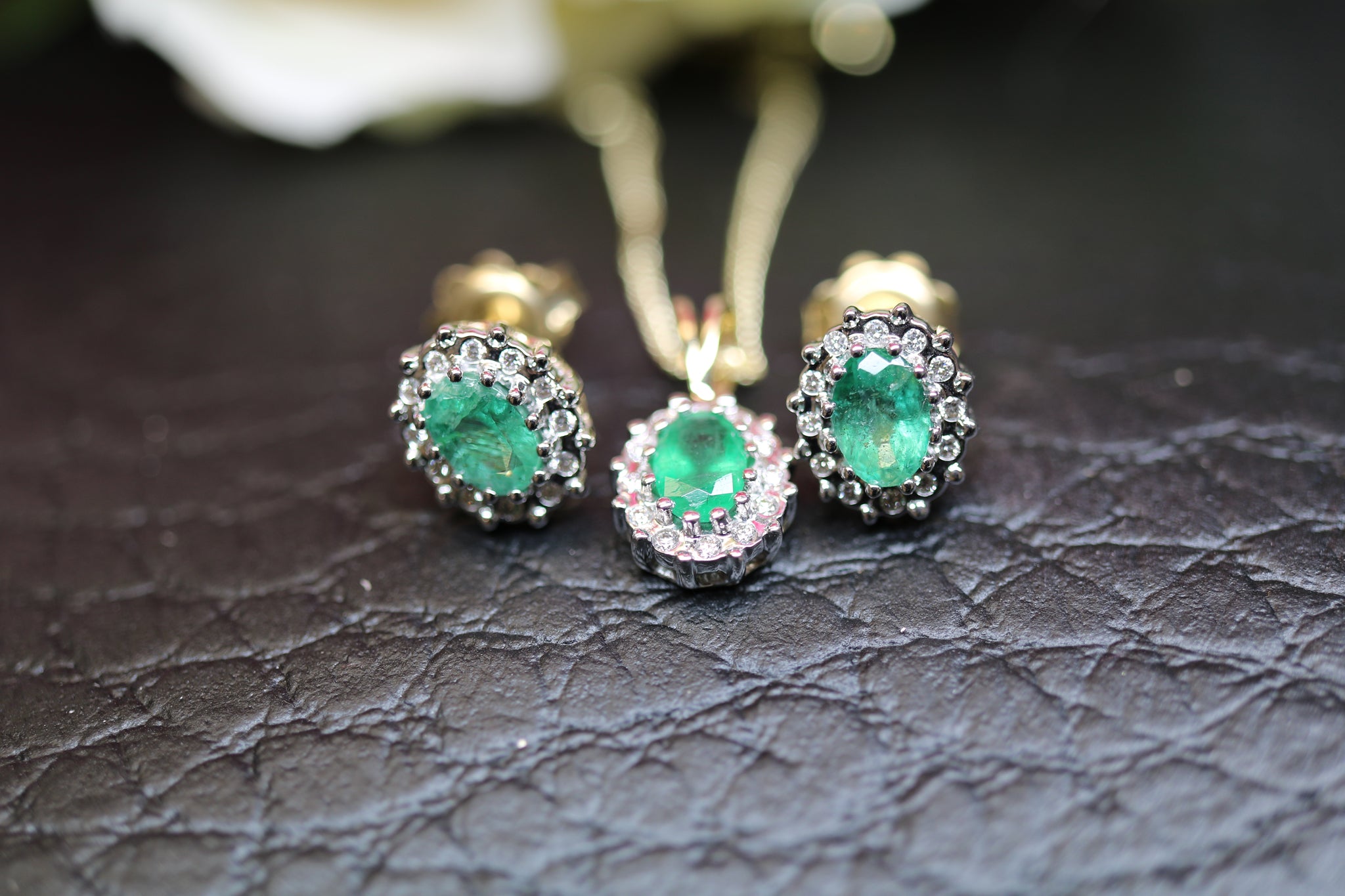 9ct Yellow Gold Emerald & Diamond Earrings - Hallmark Jewellers Formby & The Jewellers Bench Widnes