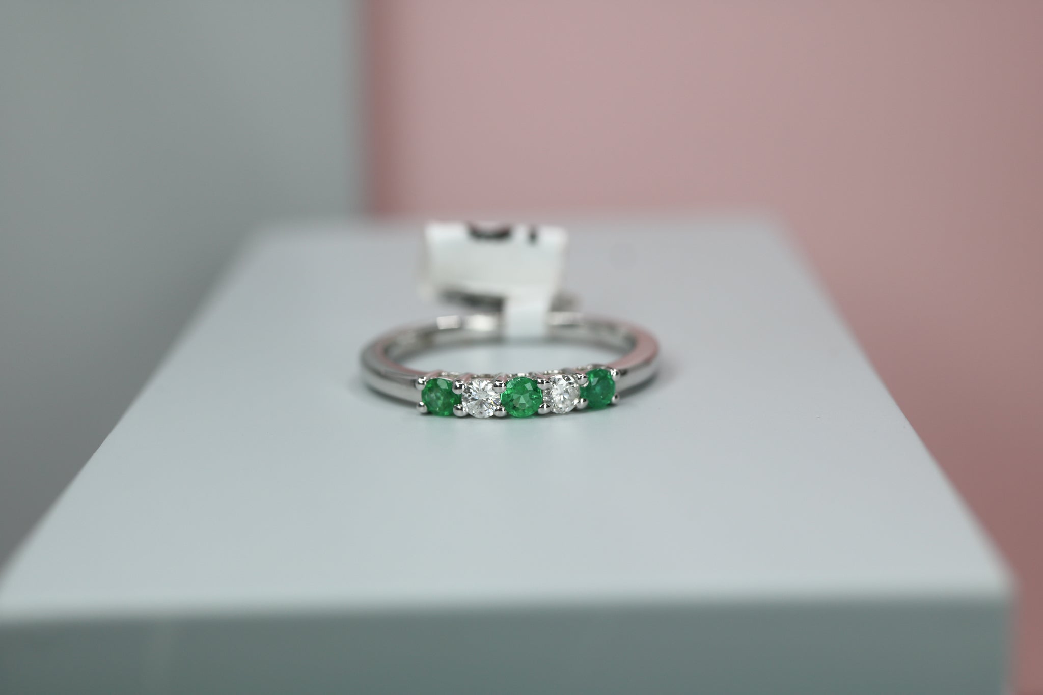 18ct White Gold Emerald & Diamond Ring - HJ2071 - Hallmark Jewellers Formby & The Jewellers Bench Widnes