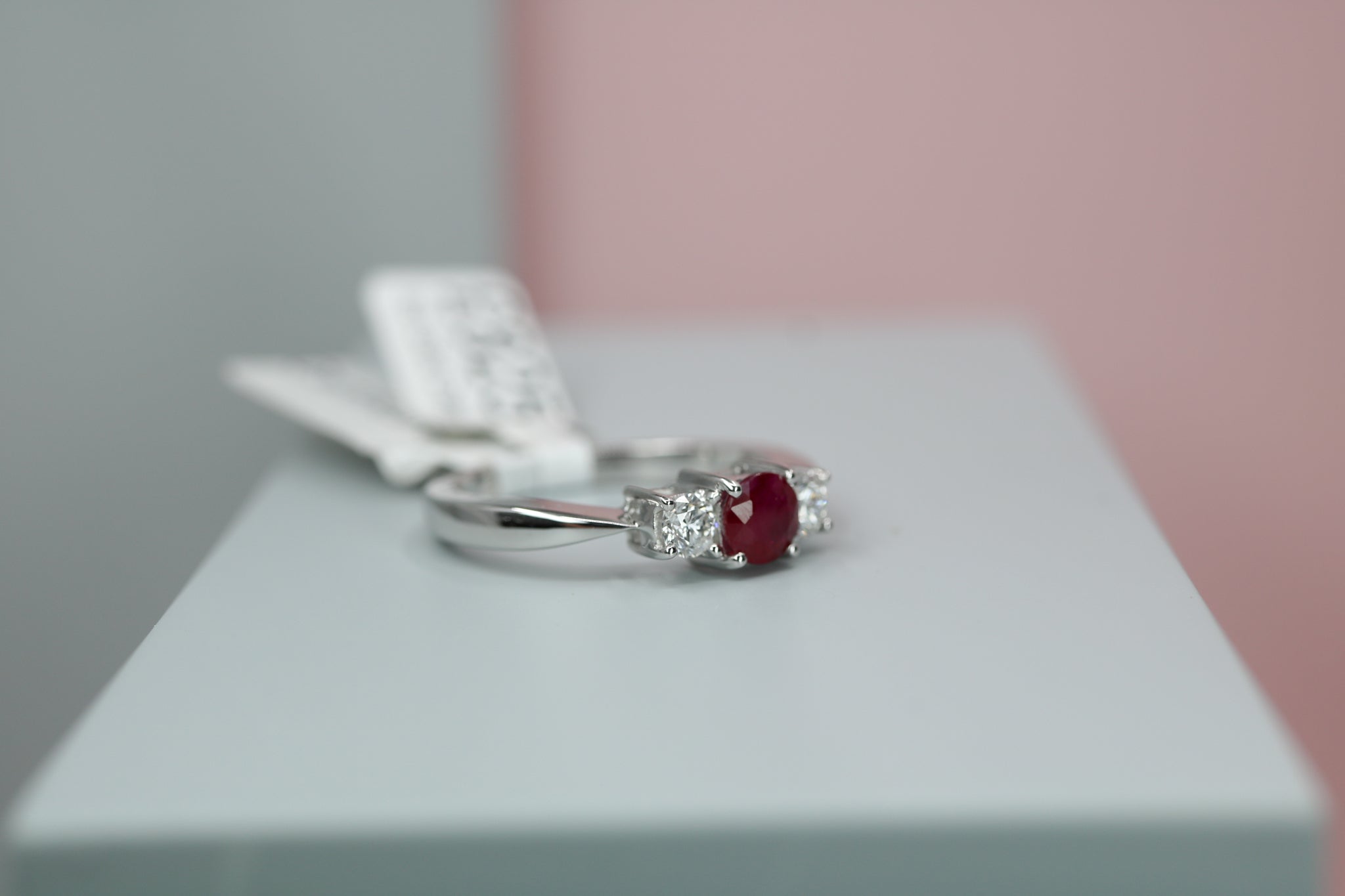 9ct White Gold Ruby & Diamond Ring 0.25ct - HJ2065 - Hallmark Jewellers Formby & The Jewellers Bench Widnes