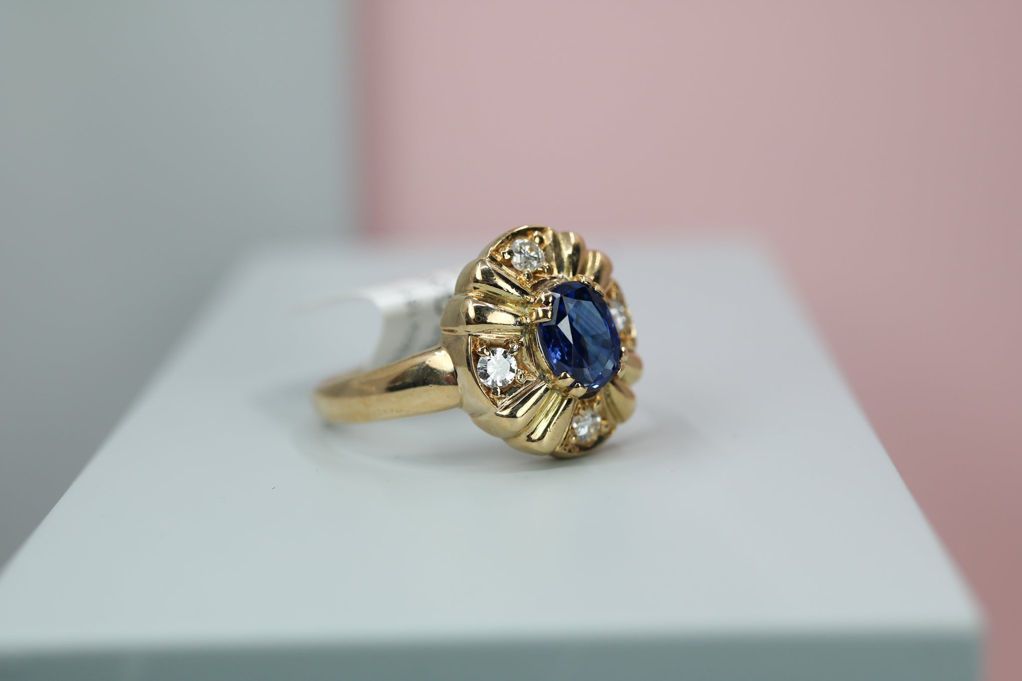 18ct Yellow Gold Sapphire & Diamond Ring - HJ2073 - Hallmark Jewellers Formby & The Jewellers Bench Widnes