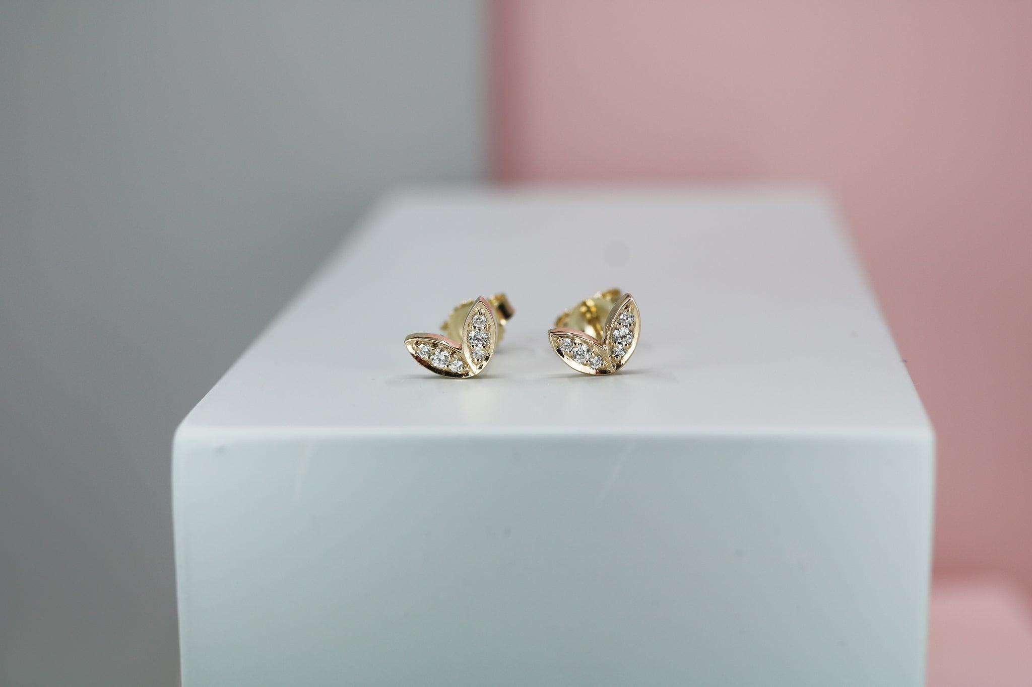 9ct Yellow Gold & Diamond Winged Studs - Hallmark Jewellers Formby & The Jewellers Bench Widnes