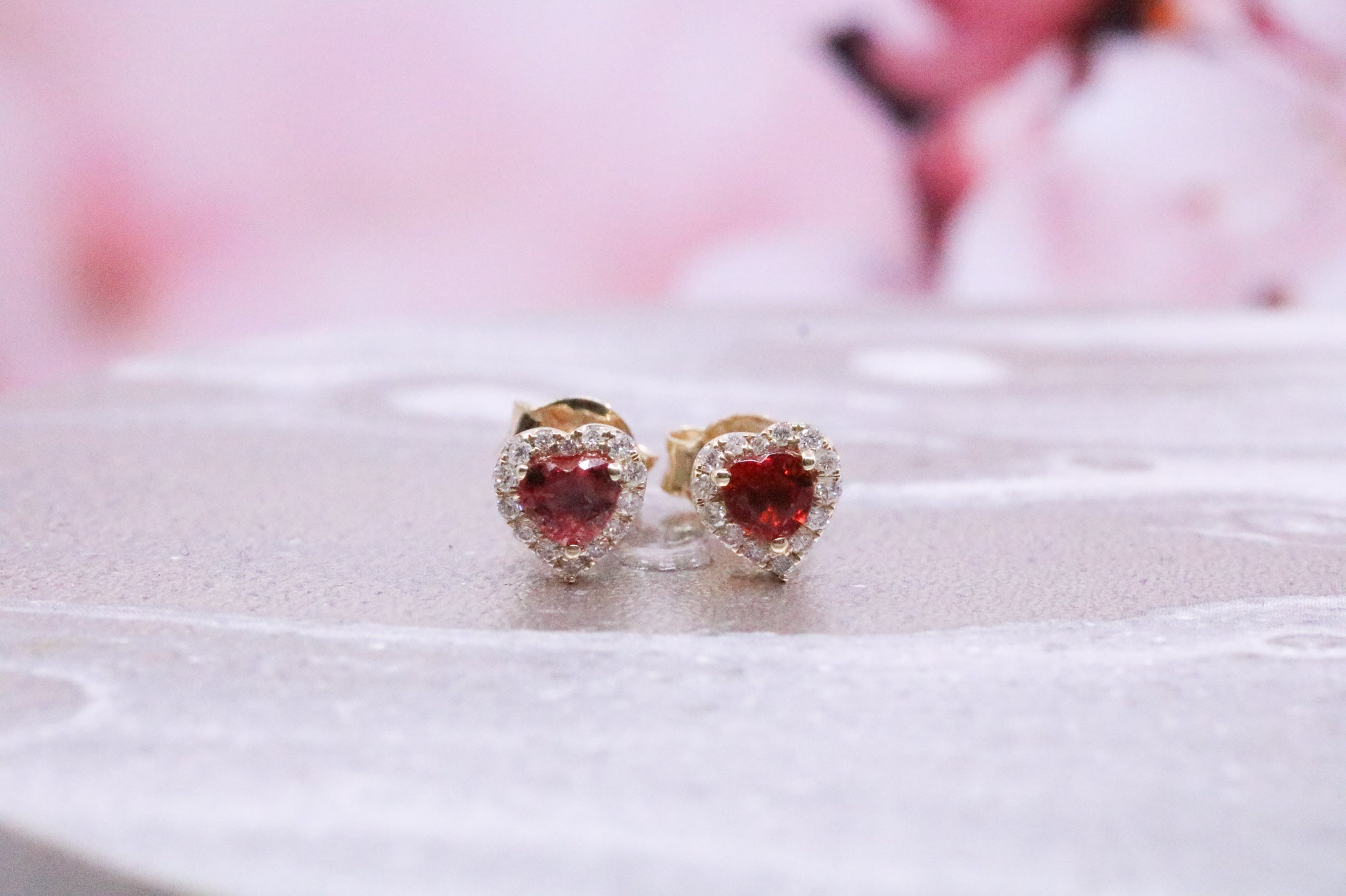 9ct Gold Earrings Red Sapphire- DR4001 - Hallmark Jewellers Formby & The Jewellers Bench Widnes