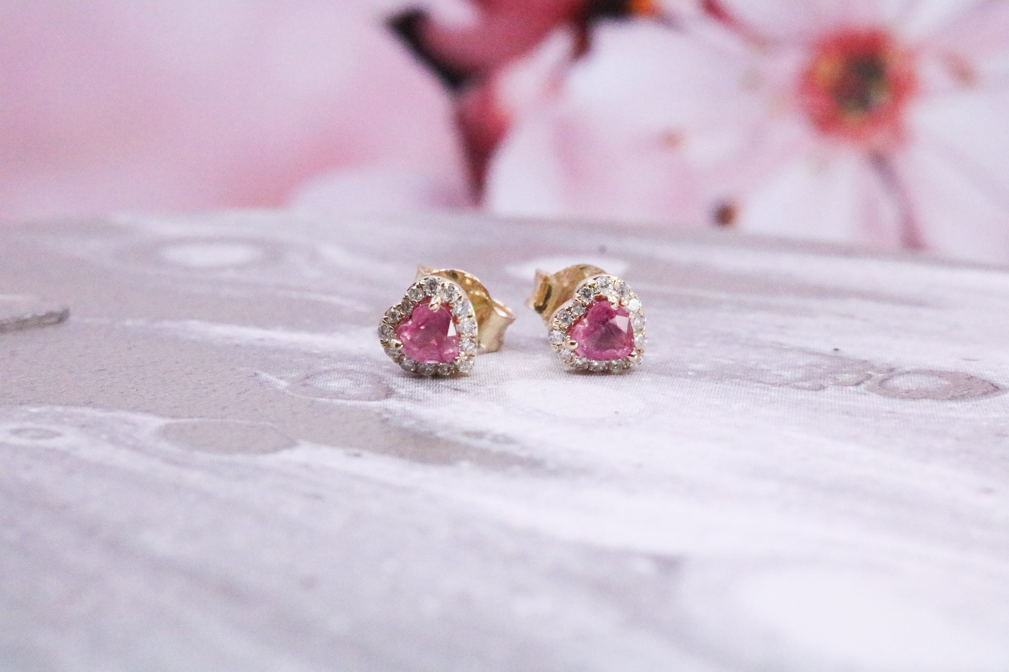 9ct Gold Earrings Pink Sapphire- DR4004 - Hallmark Jewellers Formby & The Jewellers Bench Widnes