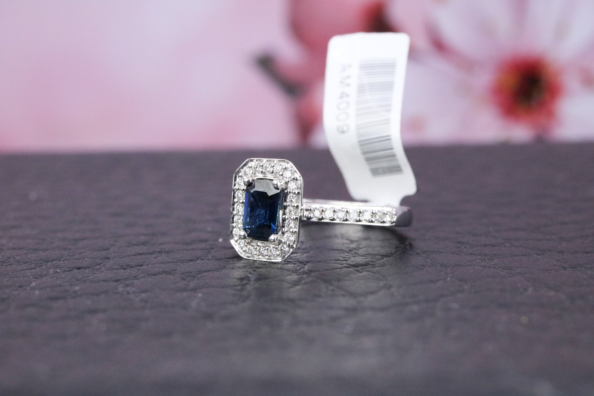 9ct White Gold Sapphire & Diamond Ring - AM4009 - Hallmark Jewellers Formby & The Jewellers Bench Widnes
