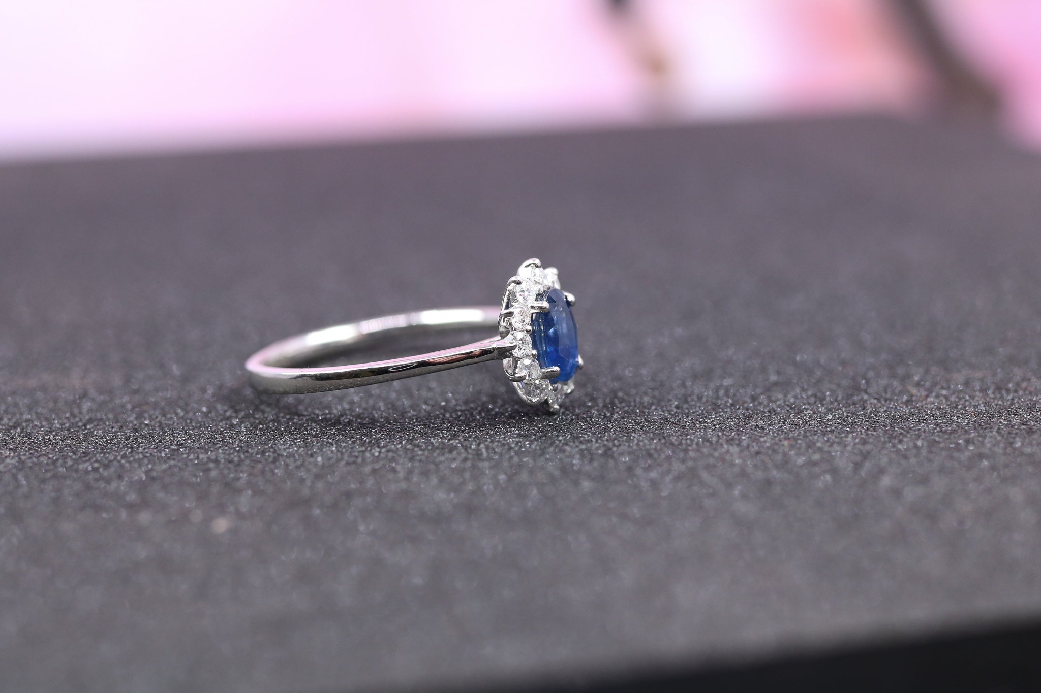 Platinum, Diamond & Sapphire Ring - DR4055 - Hallmark Jewellers Formby & The Jewellers Bench Widnes