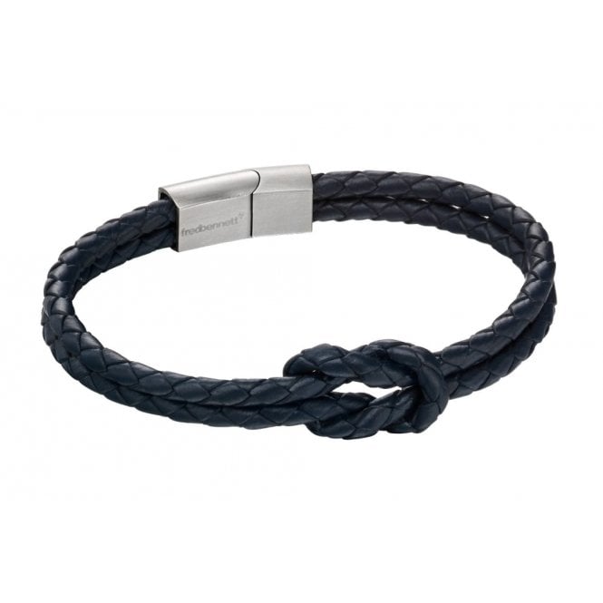 Rose Gold IP & Black Plaited Leather with Hexagon Ridge Clasp Bracelet - FB0033 - Hallmark Jewellers Formby & The Jewellers Bench Widnes