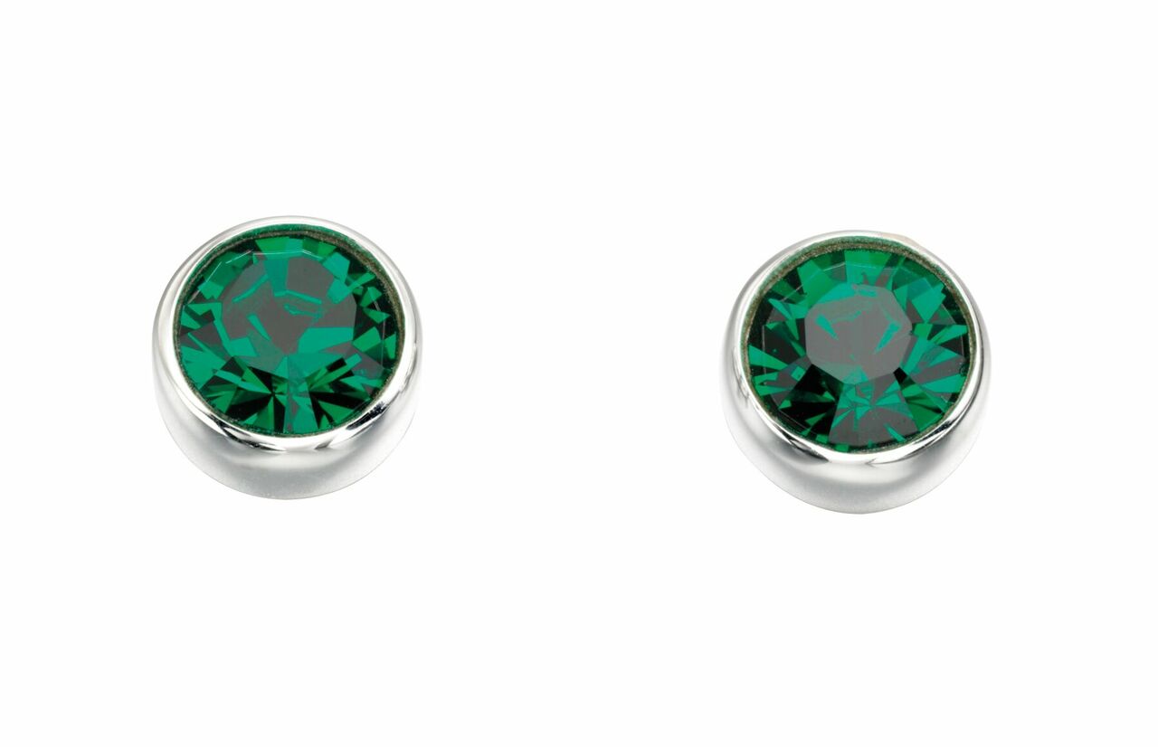 May Silver and Crystal Birthstone Stud Earrings - NB1020 - Hallmark Jewellers Formby & The Jewellers Bench Widnes