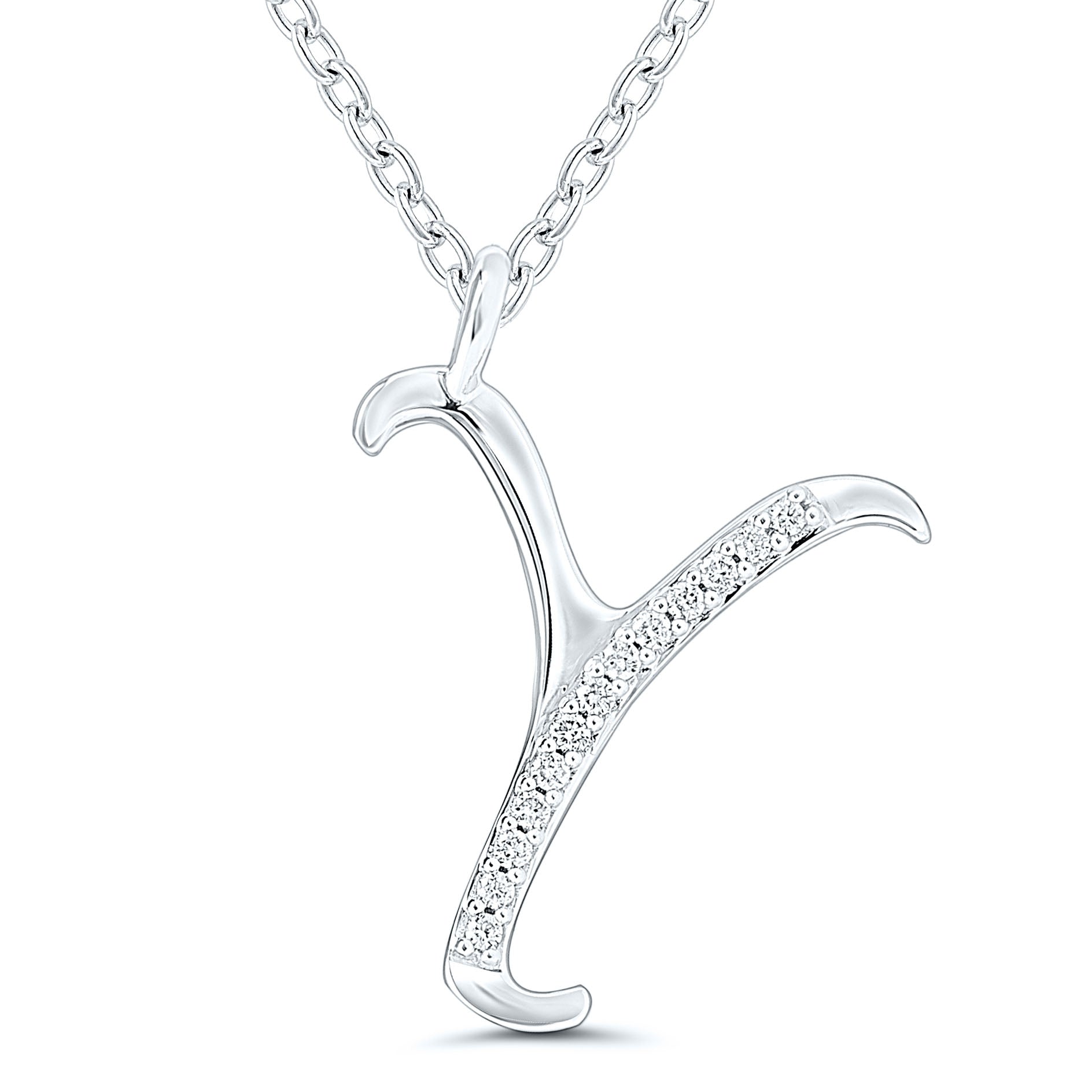 Diamond Initial Pendant - 9ct White Gold - Hallmark Jewellers Formby & The Jewellers Bench Widnes