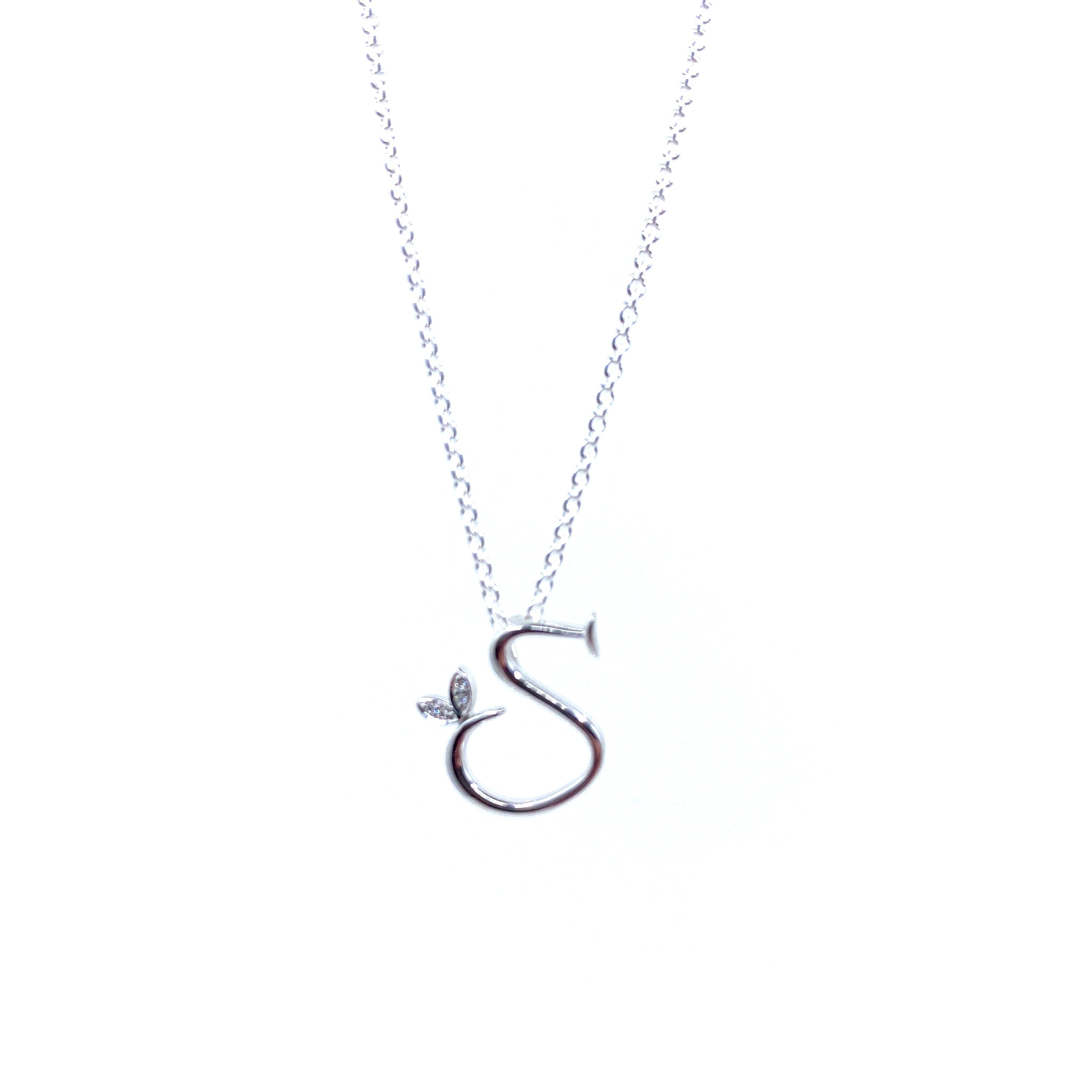 Silver Initial with Diamond Detail - MJI005 - Hallmark Jewellers Formby & The Jewellers Bench Widnes