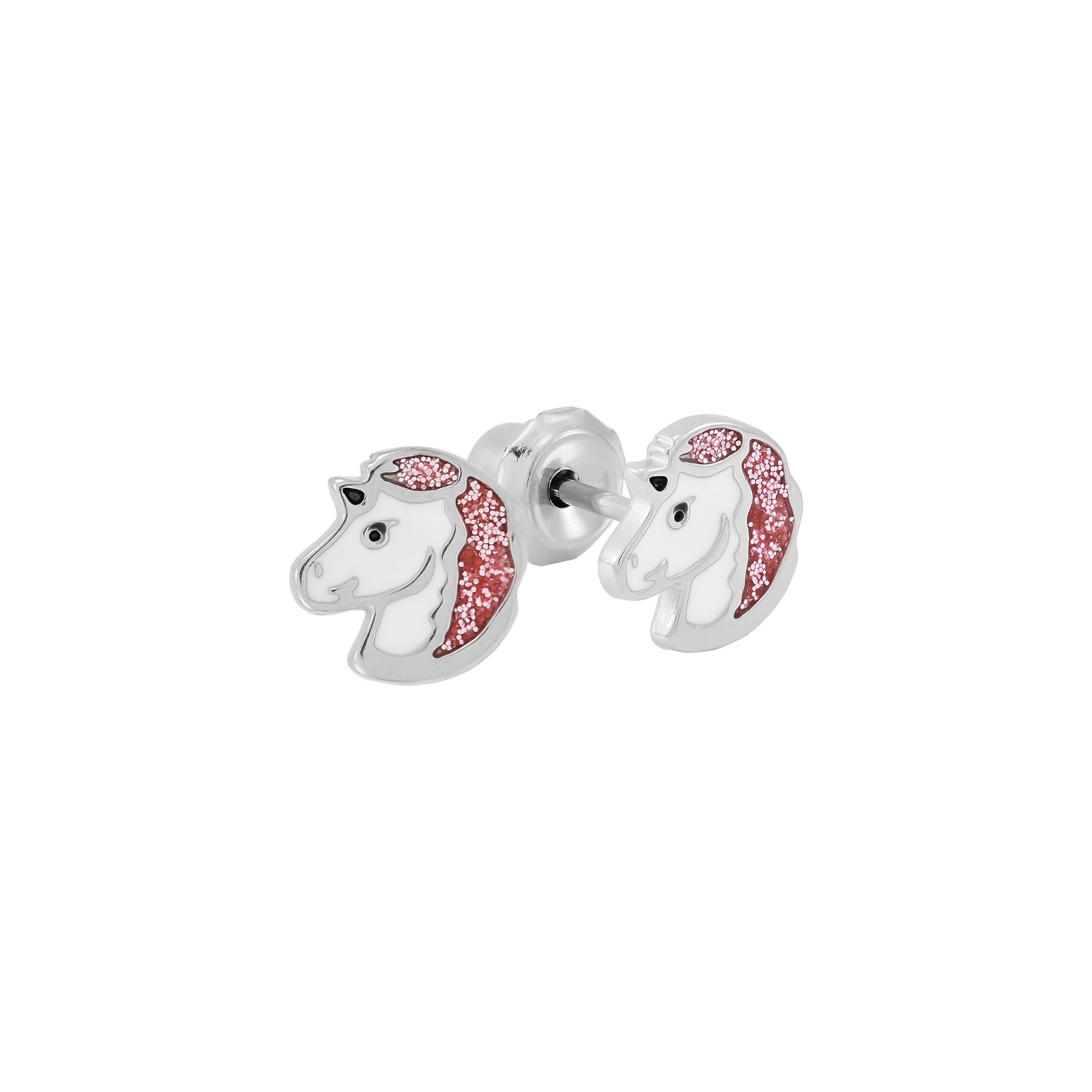 Medical Grade Stainless Steel POL 6mm Unicorn White/Pink Glitter - 010C