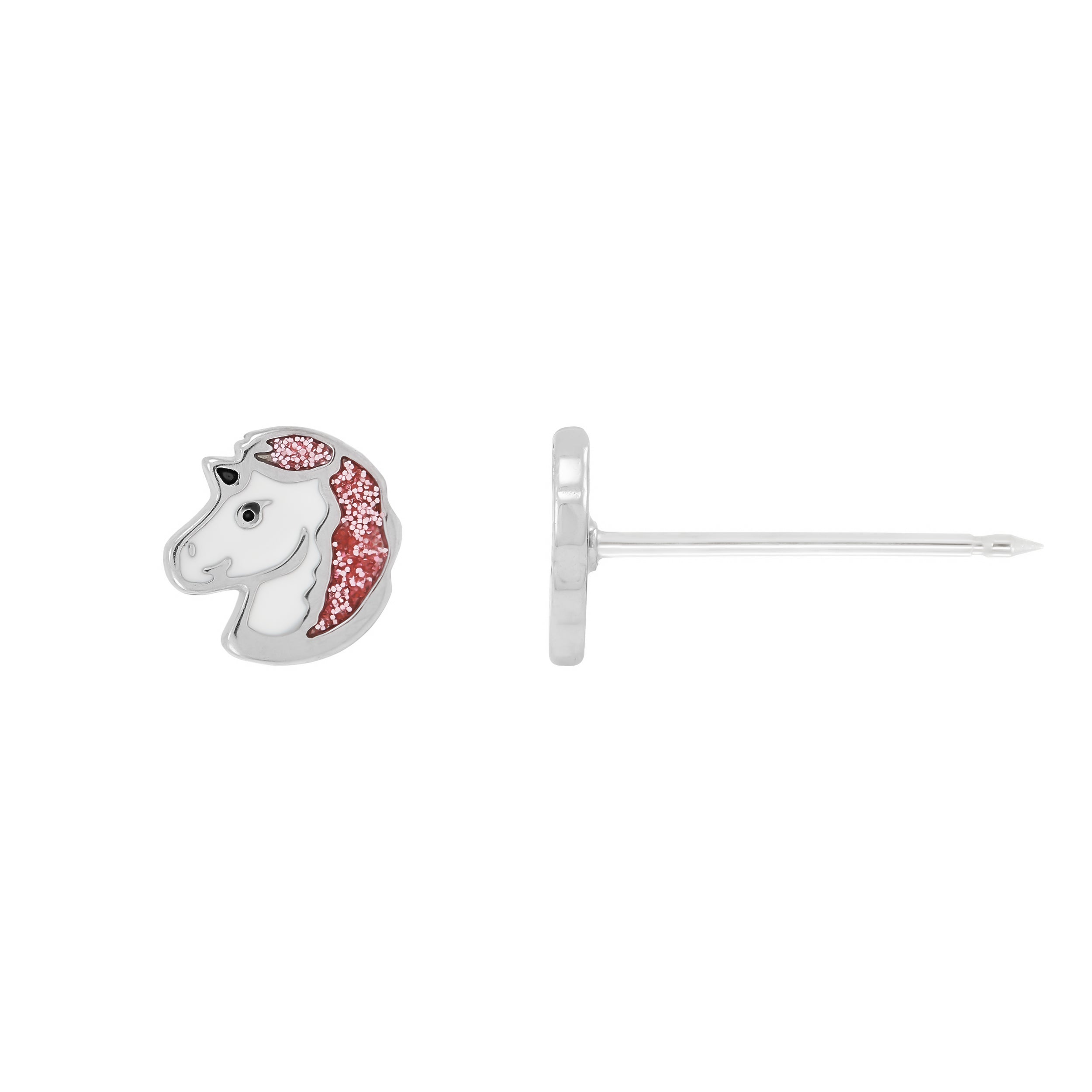 Medical Grade Stainless Steel POL 6mm Unicorn White/Pink Glitter - 010C