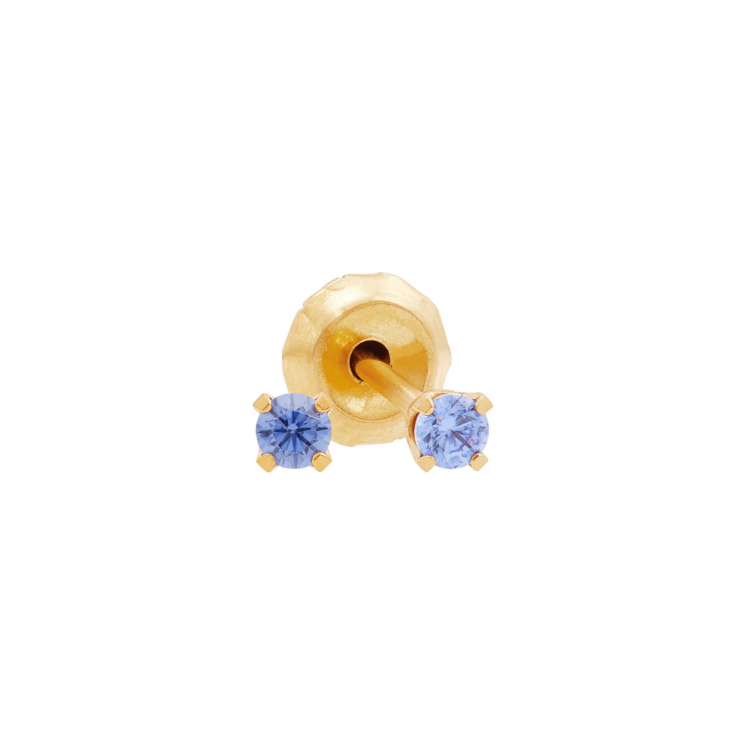 24ct Gold Plated Stainless Steel CZ 2mm Tanzanite Colour - 1061C