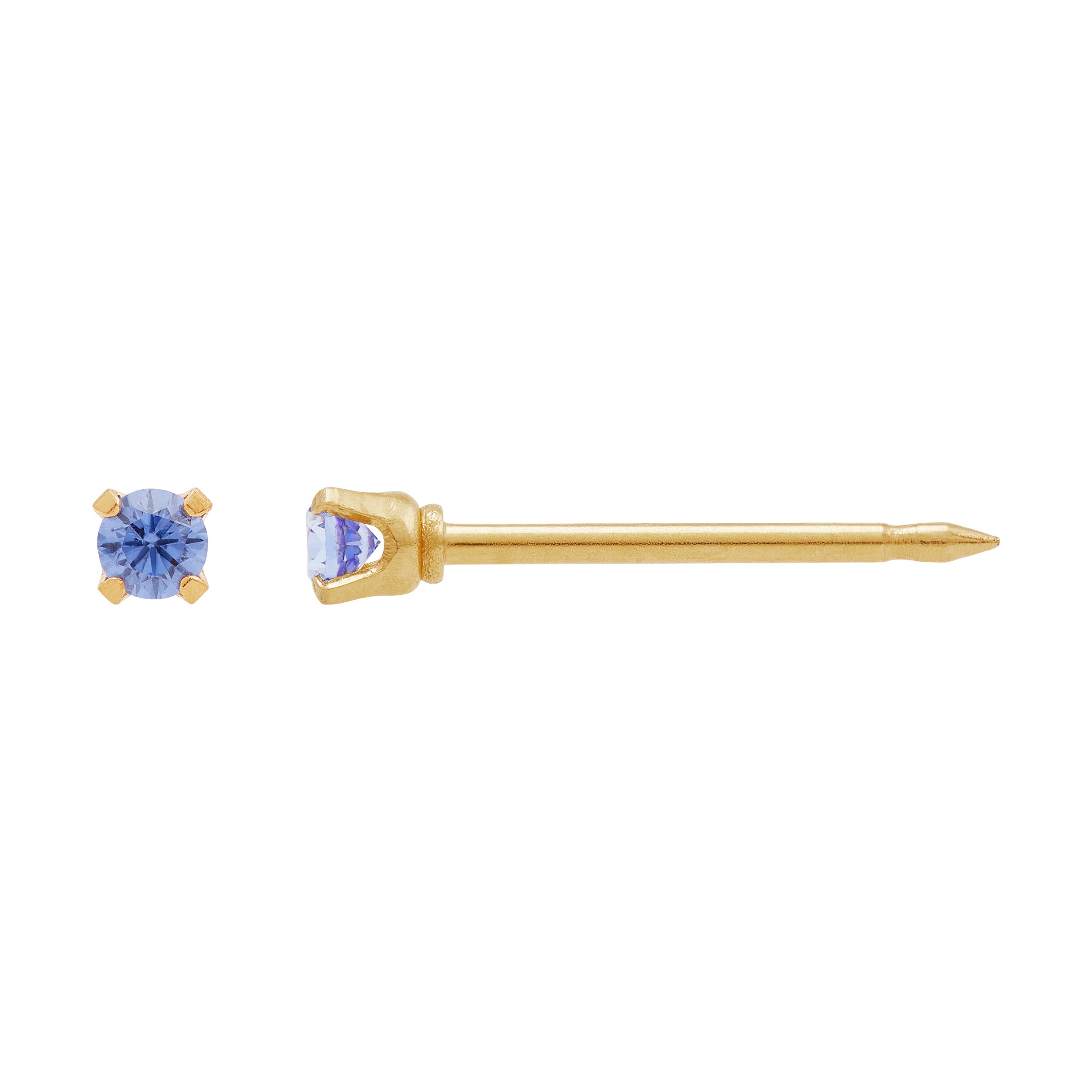 24ct Gold Plated Stainless Steel CZ 2mm Tanzanite Colour - 1061C