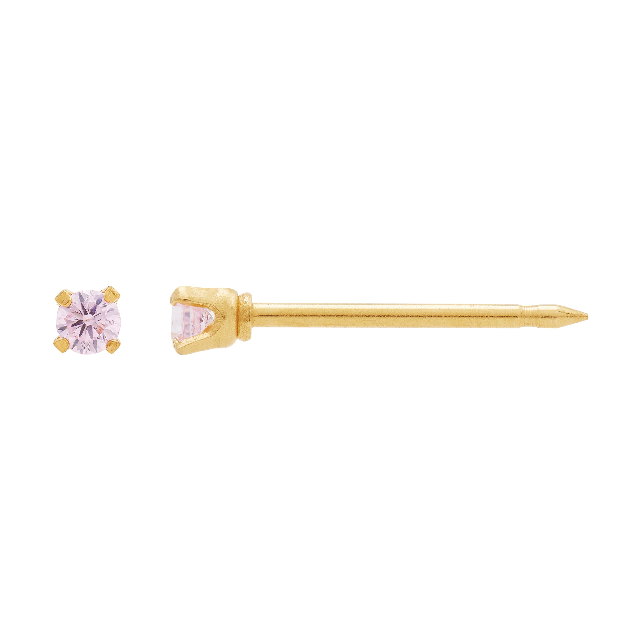 24ct Gold Plated Stainless Steel CZ 2mm Pink Colour - 1064C