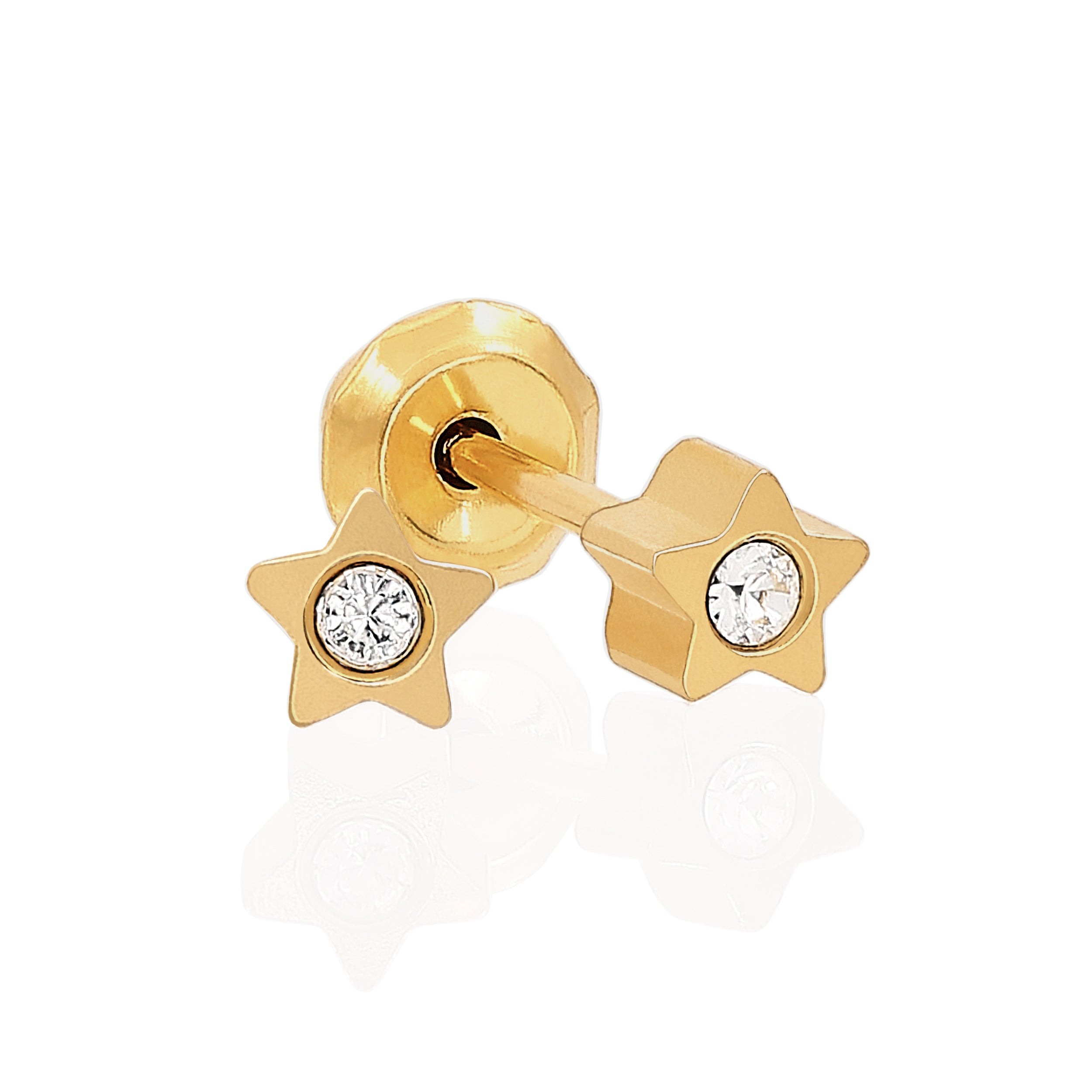 24ct Gold Plated Stainless Steel Crystal in Star - 24C