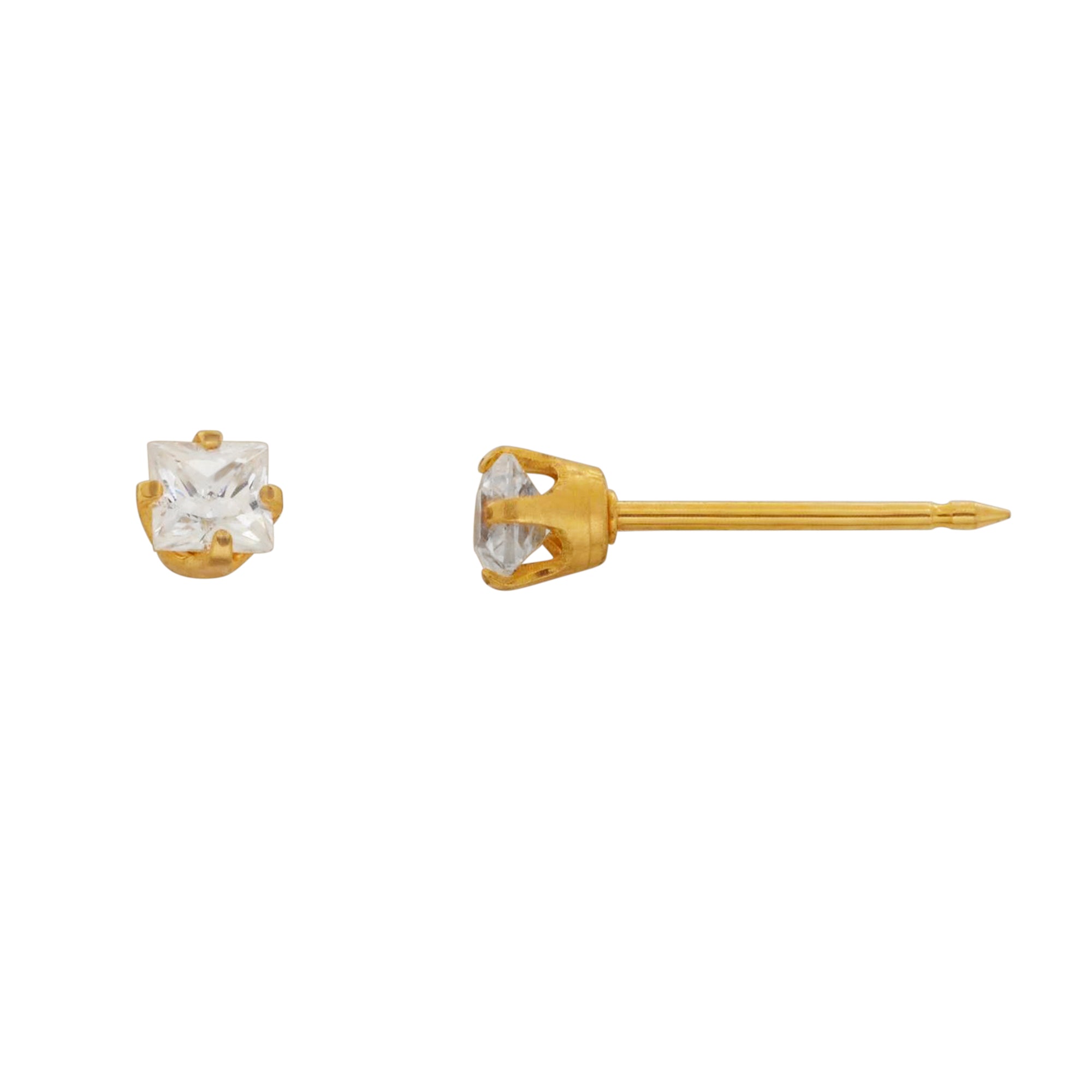 18ct Yellow Gold 3mm square CZ - 251E