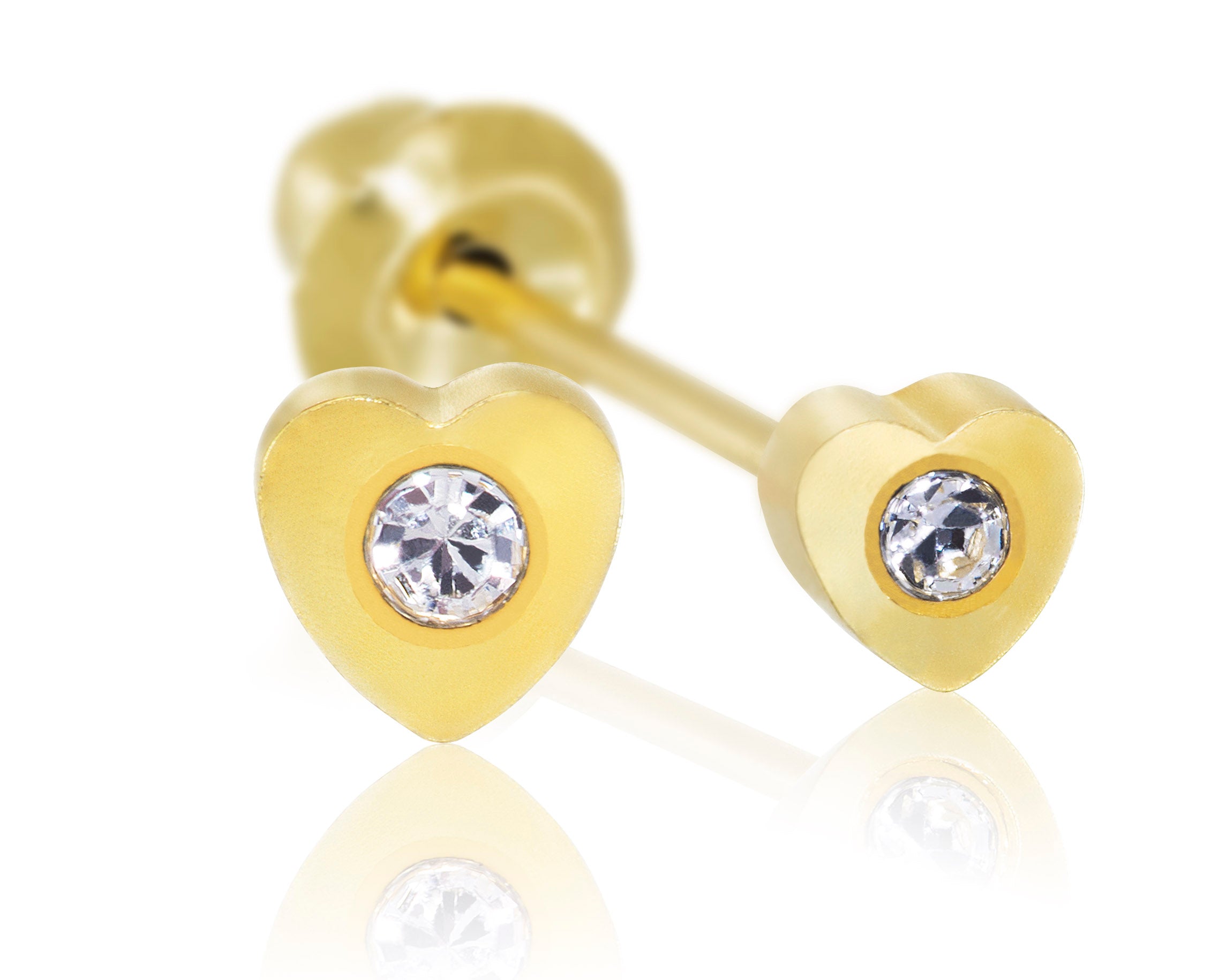 24ct Gold Plated Stainless Steel Crystal in Heart - 25C