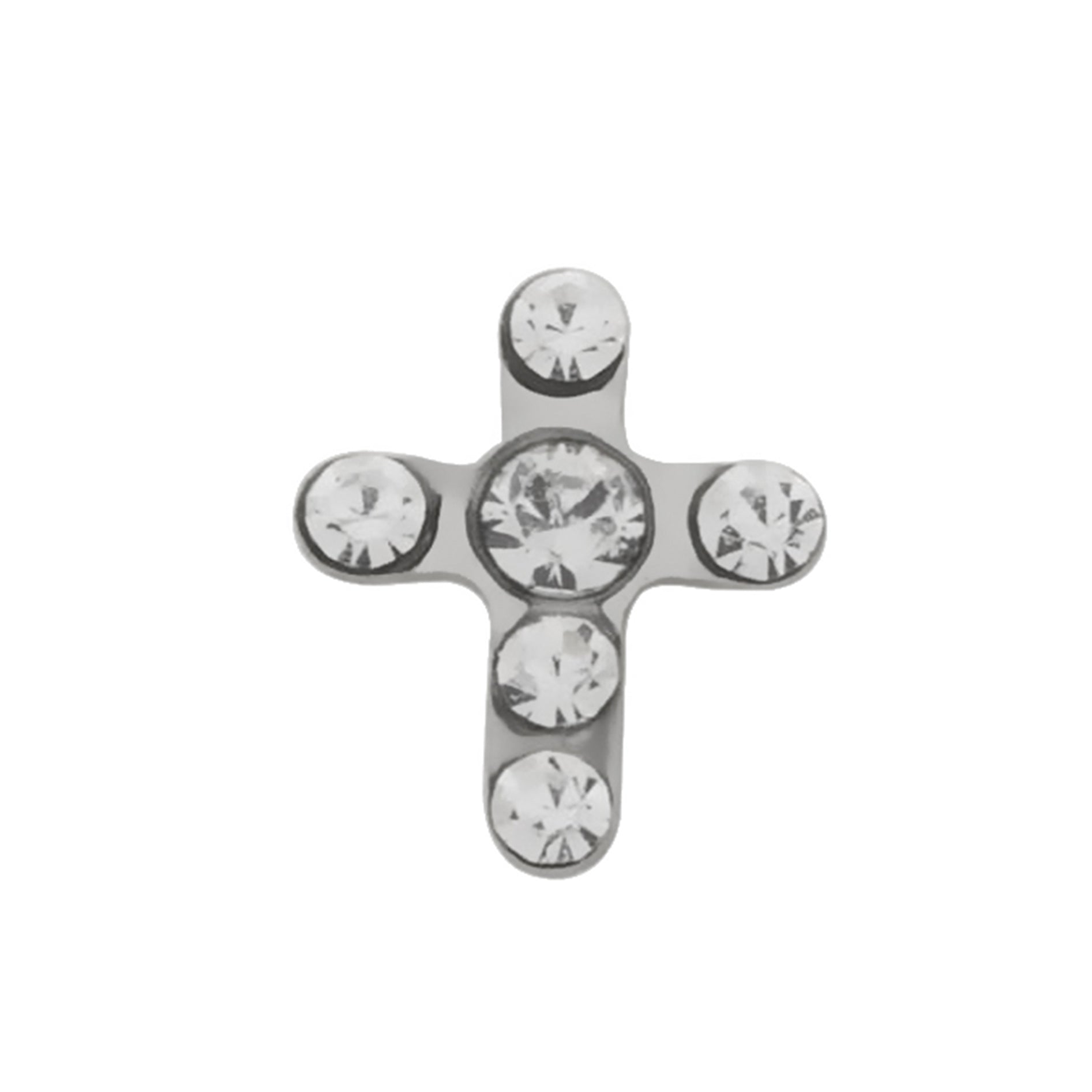 Medical Grade Stainless Steel Pave Clear Crystal Cross - 561C