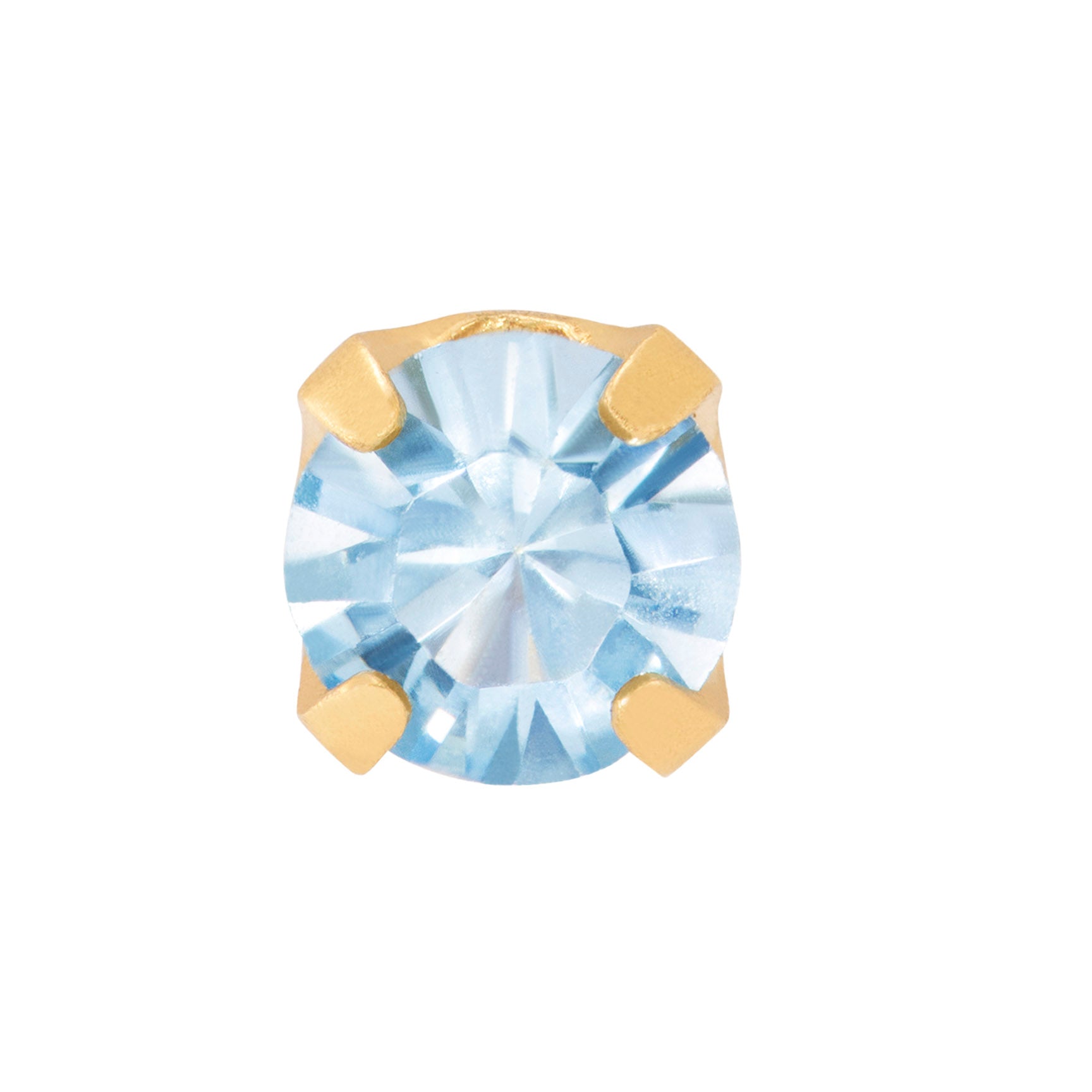 24ct Gold Plated Stainless Steel 3mm March Aquamarine - 83C