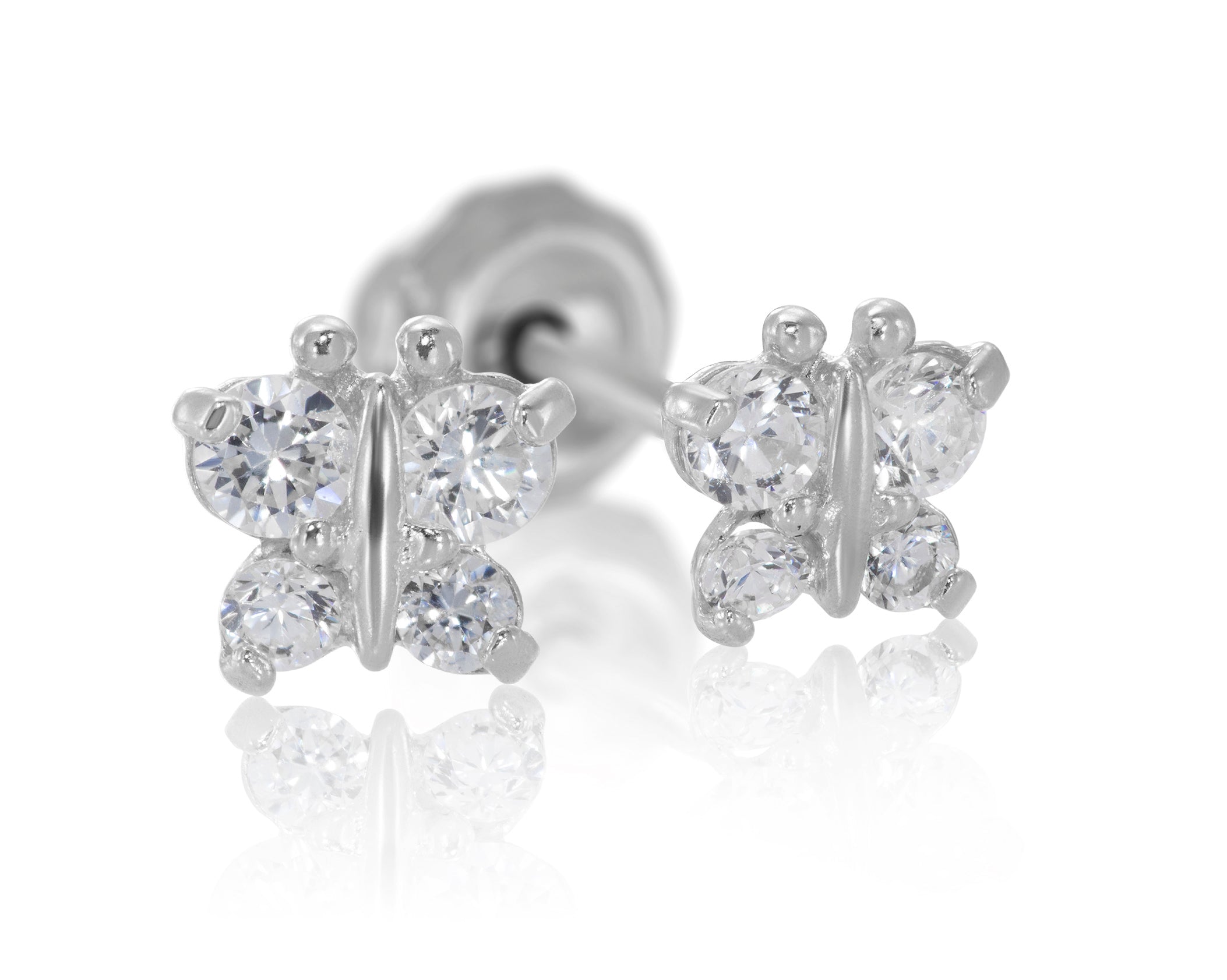 Medical Grade Stainless Steel Clear Crystal Butterfly - 848S