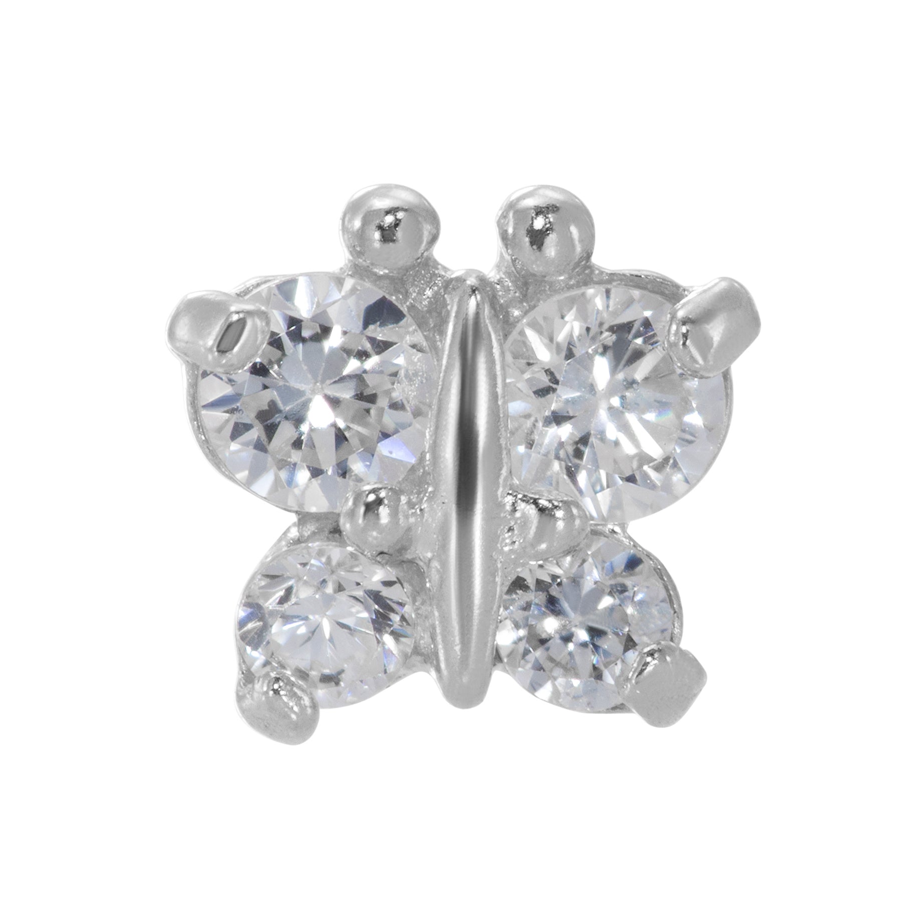 Medical Grade Stainless Steel Clear Crystal Butterfly - 848S